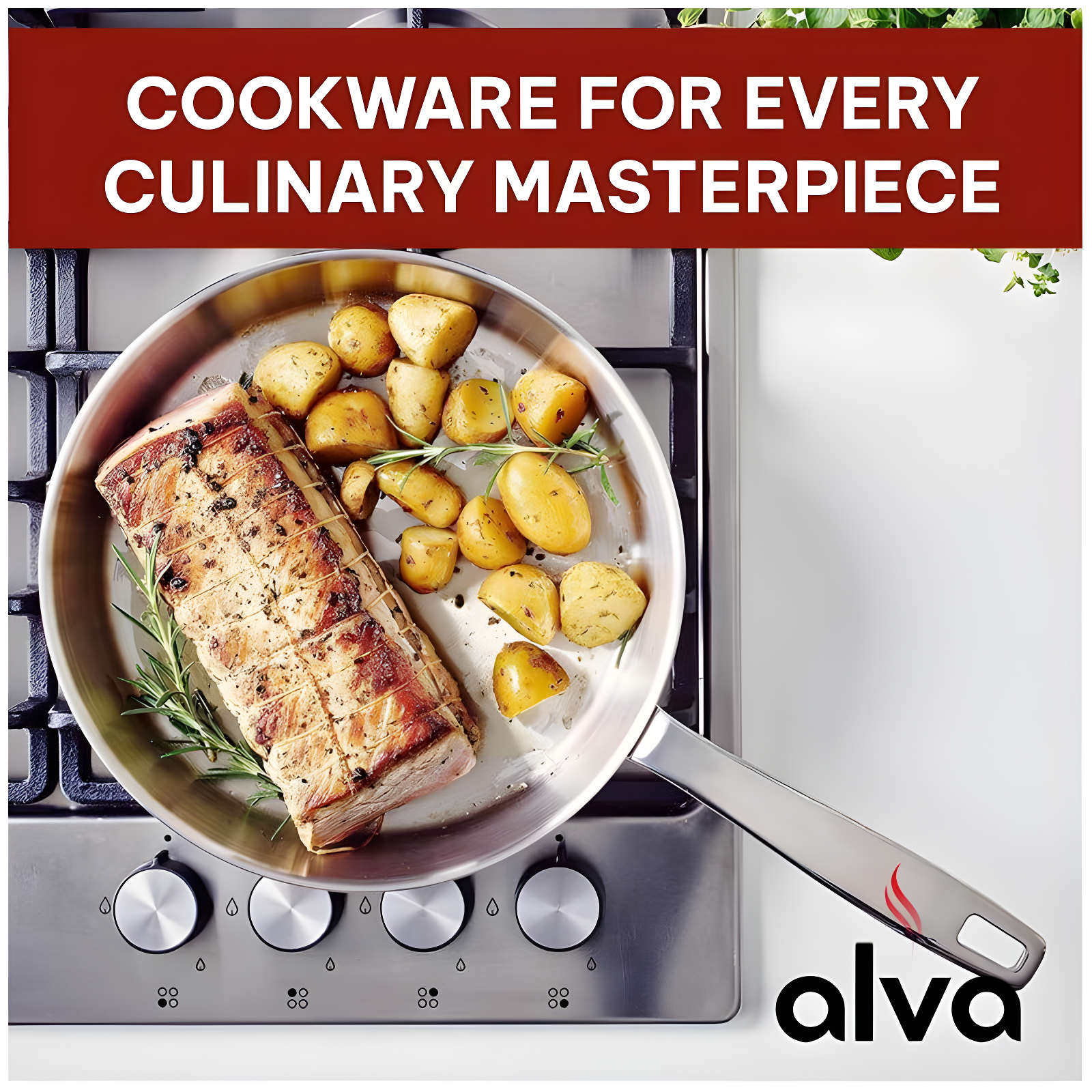 Alva Alva Maestro Premium 5-Ply Stainless Steel Frying Pan - Polished Stainless Steel