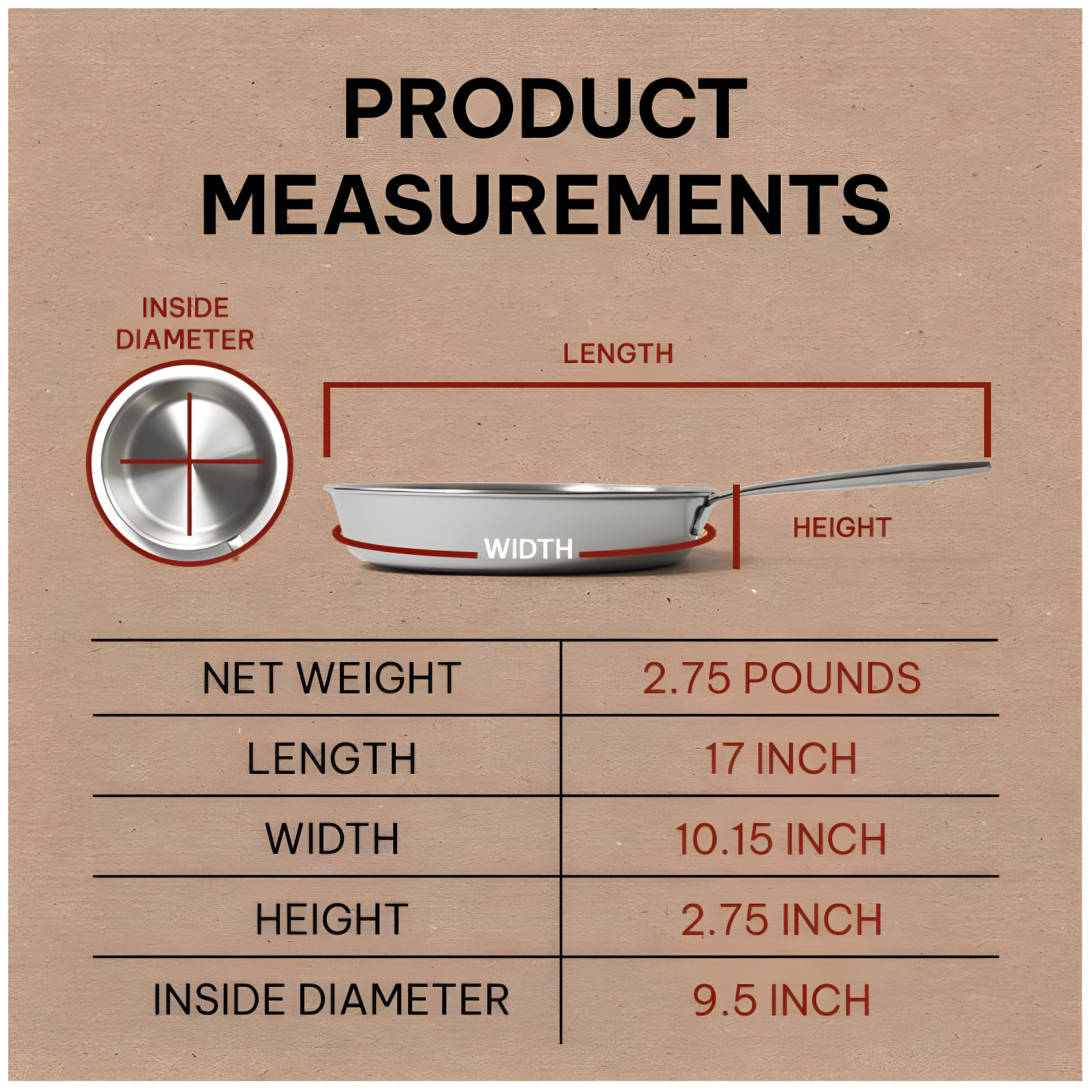 Alva Alva Maestro Premium 5-Ply Stainless Steel Frying Pan - Polished Stainless Steel