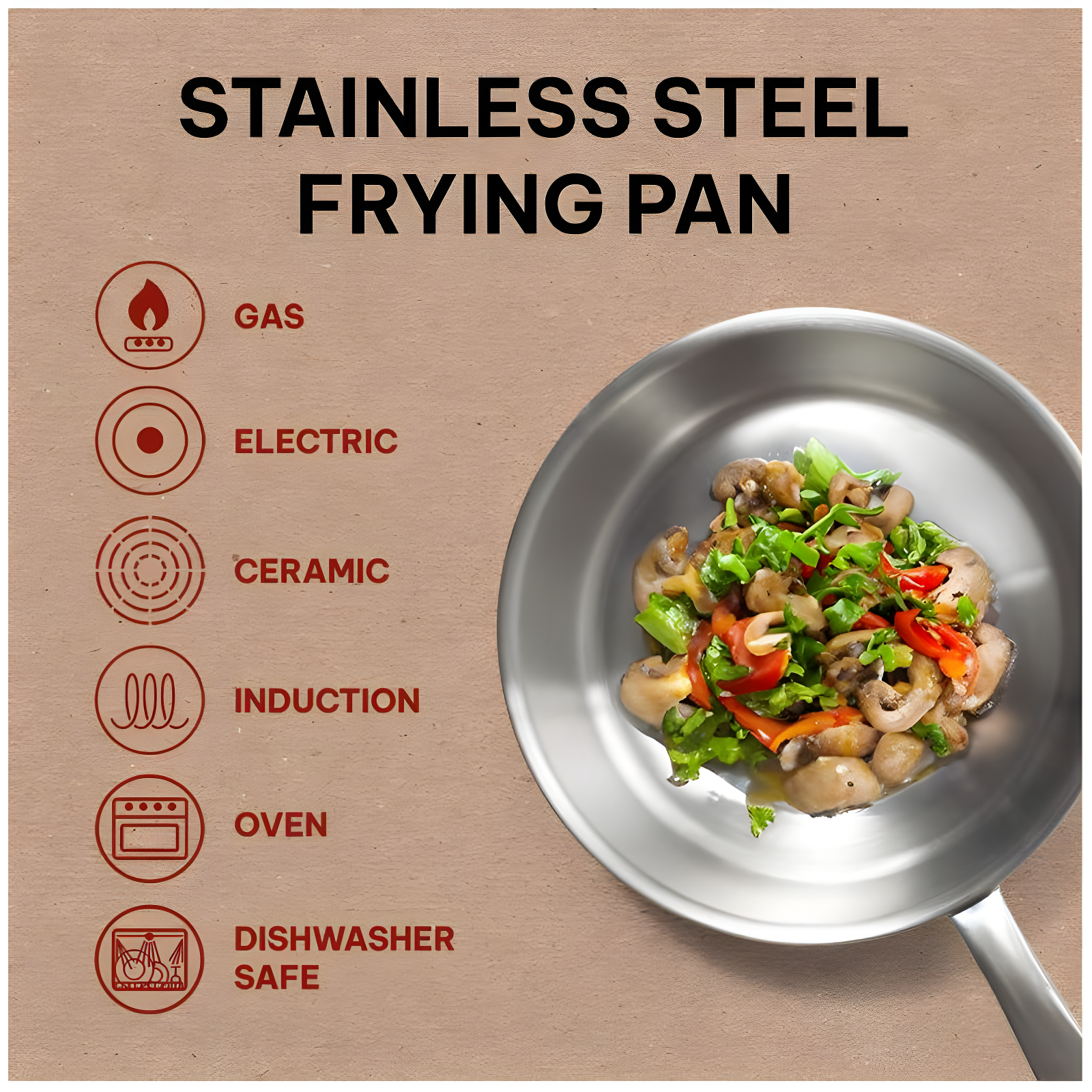 Alva Alva Maestro Premium 5-Ply Stainless Steel Frying Pan - Polished Stainless Steel