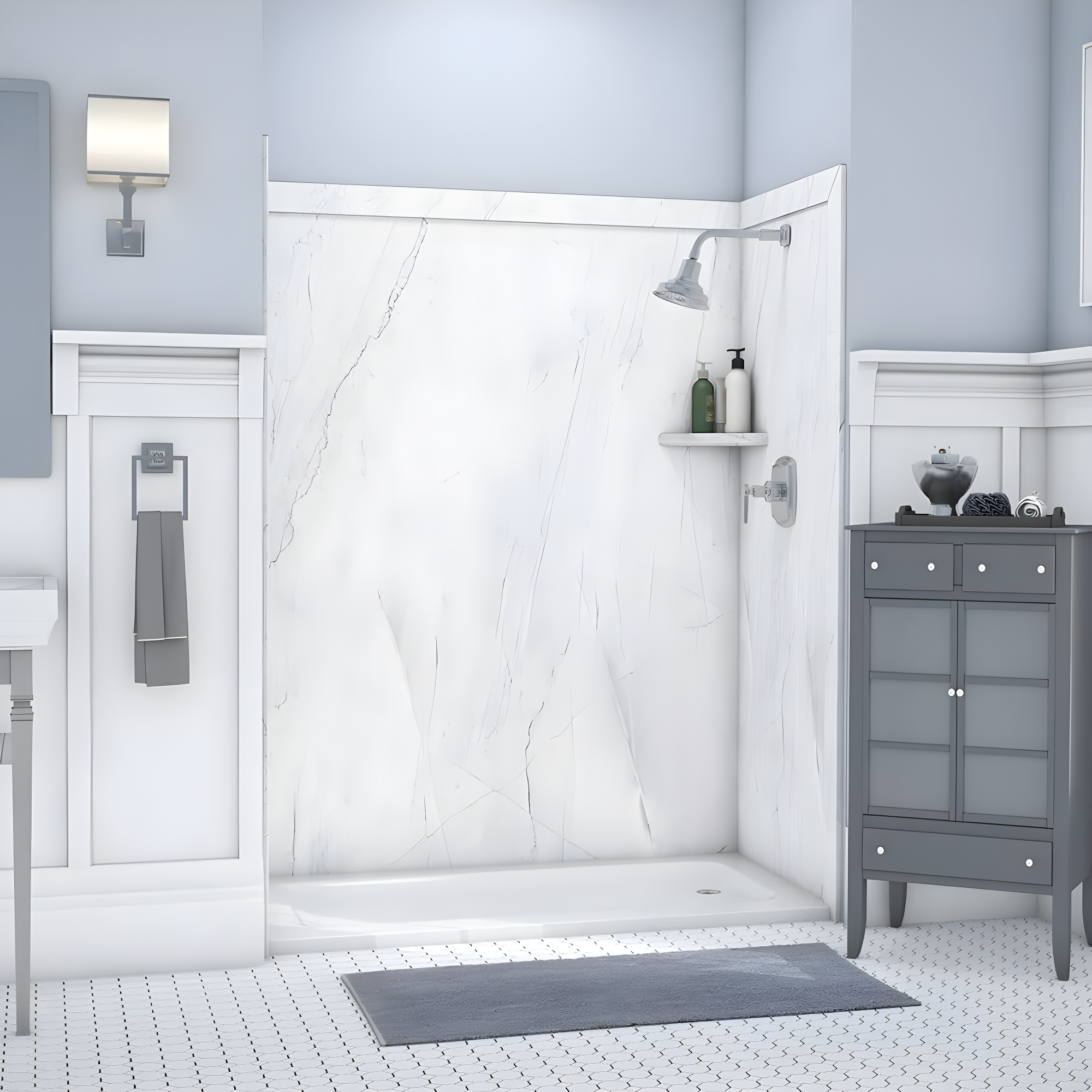 FlexStone Adaptable 60"W x 60"D x 80"H Alcove Shower Surround