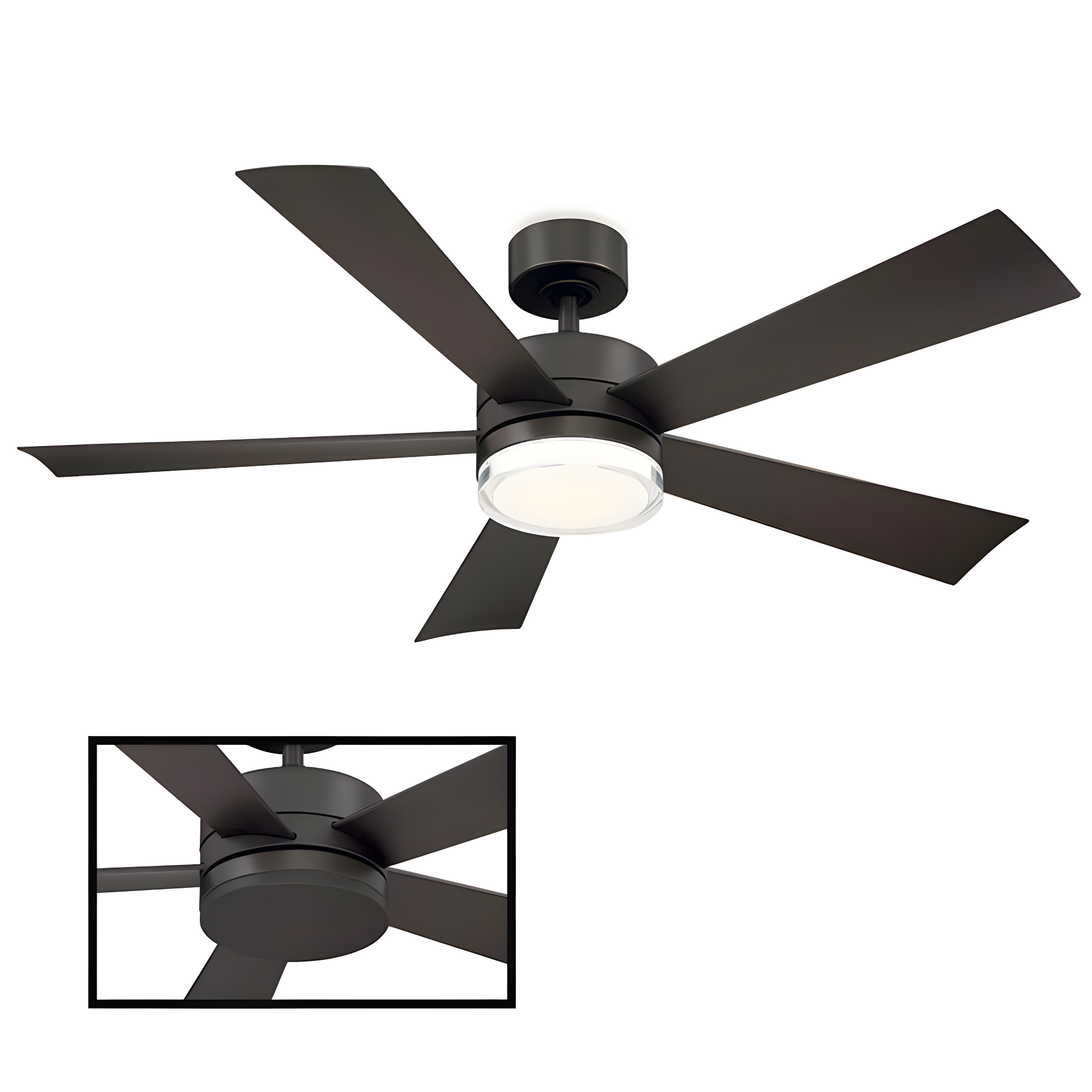 Wynd 5 - Blade Outdoor /Indoor Smart Ceiling Fan with Remote Control and LED Light Kit Included, Works With Alexa and iOS or Android App