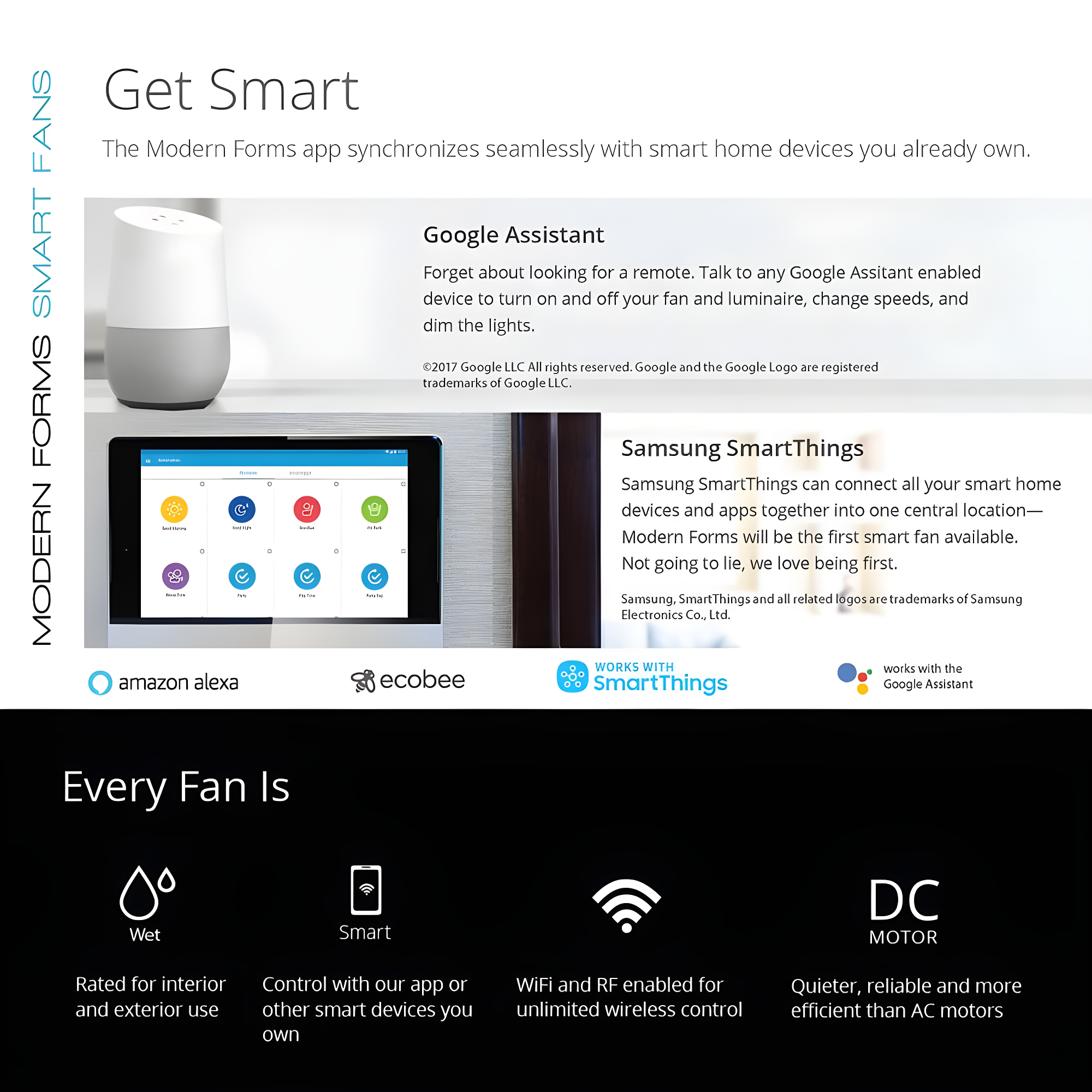 Wynd 5 - Blade Outdoor /Indoor Smart Ceiling Fan with Remote Control and LED Light Kit Included, Works With Alexa and iOS or Android App