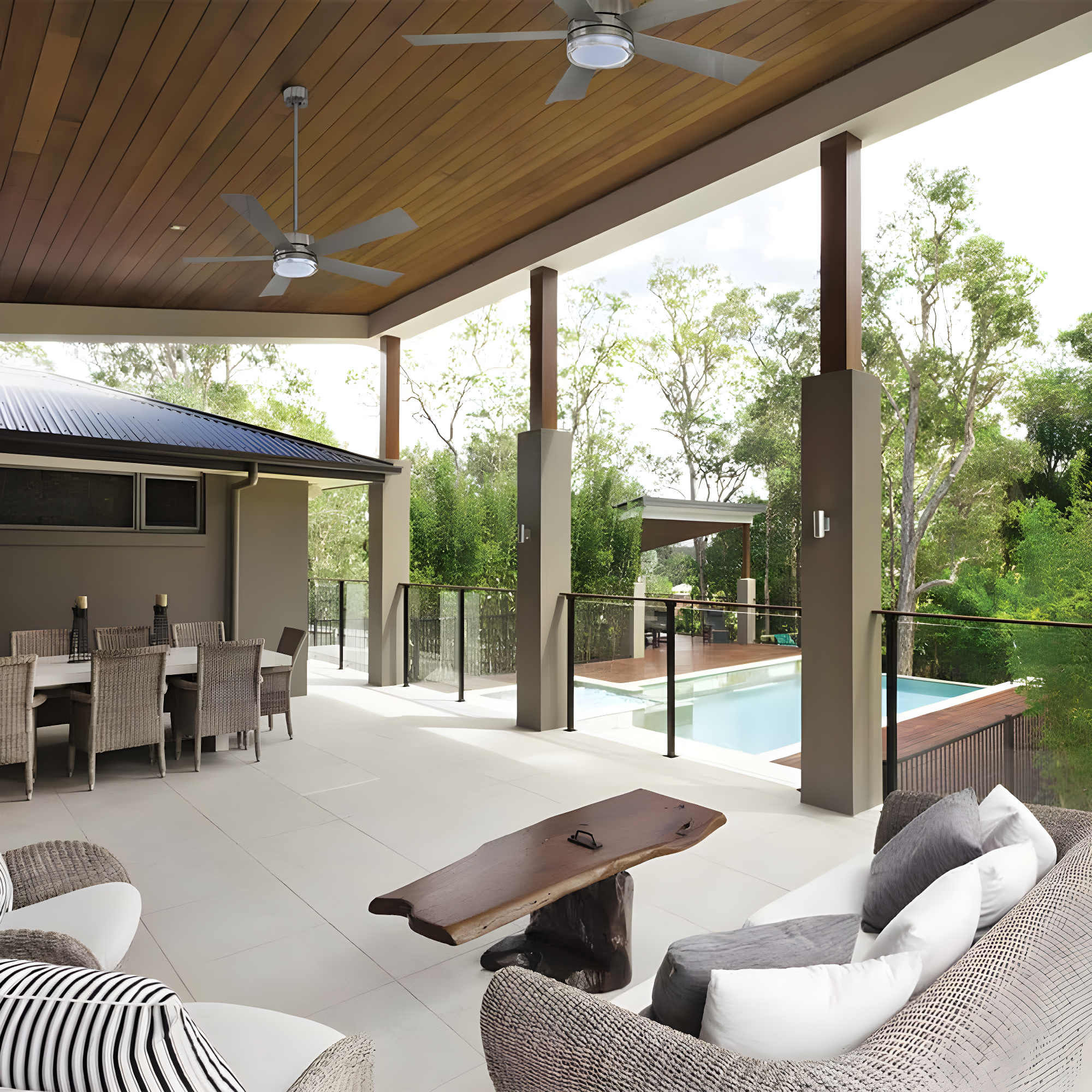 Wynd 5 - Blade Outdoor /Indoor Smart Ceiling Fan with Remote Control and LED Light Kit Included, Works With Alexa and iOS or Android App