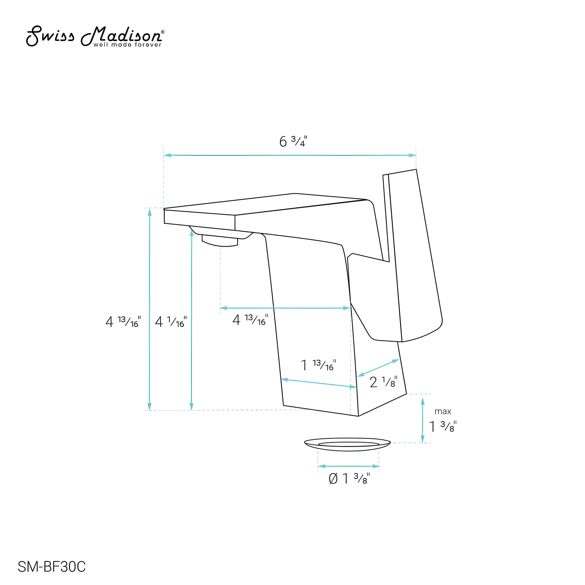 Carre Single Hole, Single-Handle, Bathroom Faucet