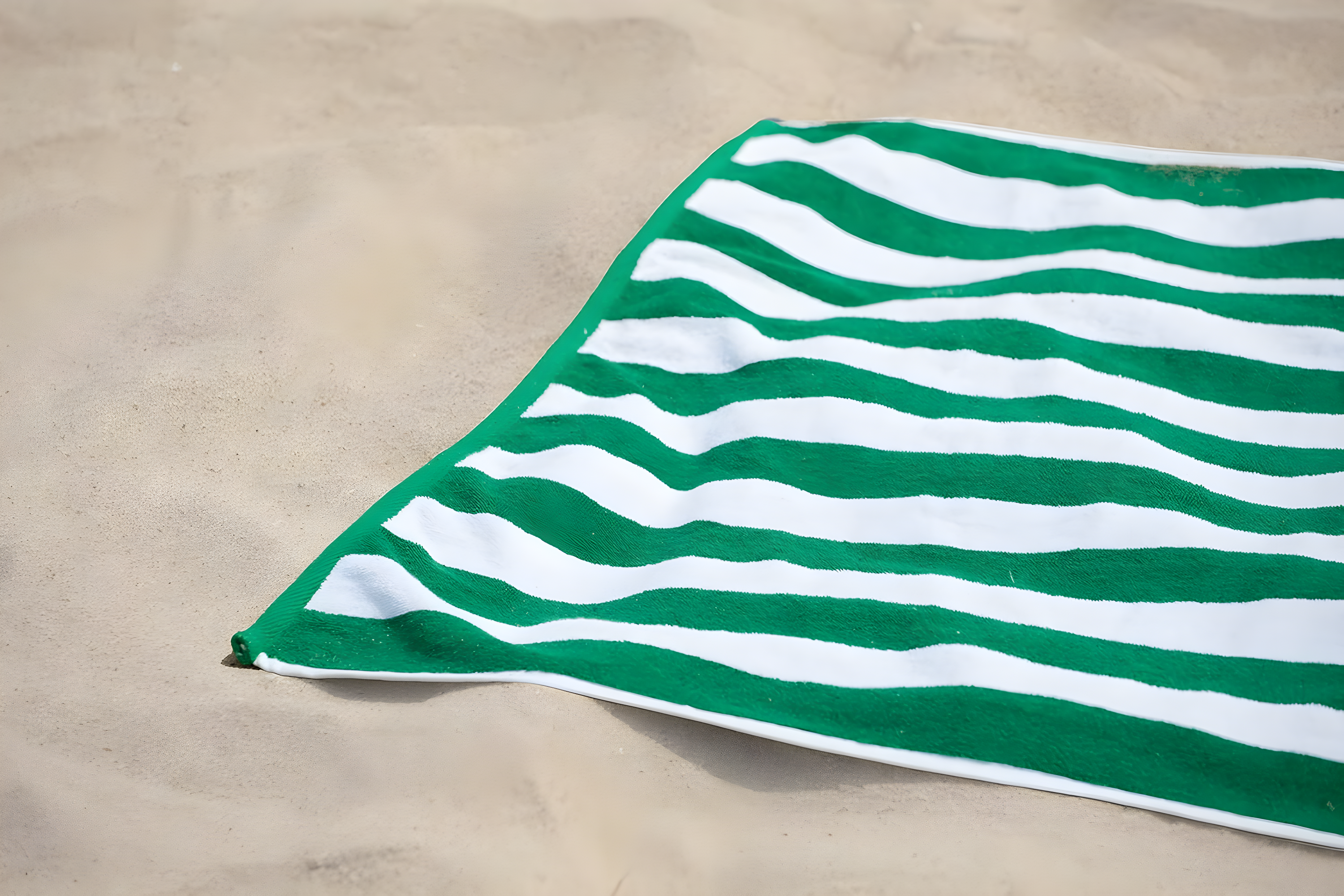 American Soft Linen Beach Towel, 100% Cotton Cabana Striped Beach Towel, 30 in by 60 in Soft Absorbent Beach Pool Towel
, Green