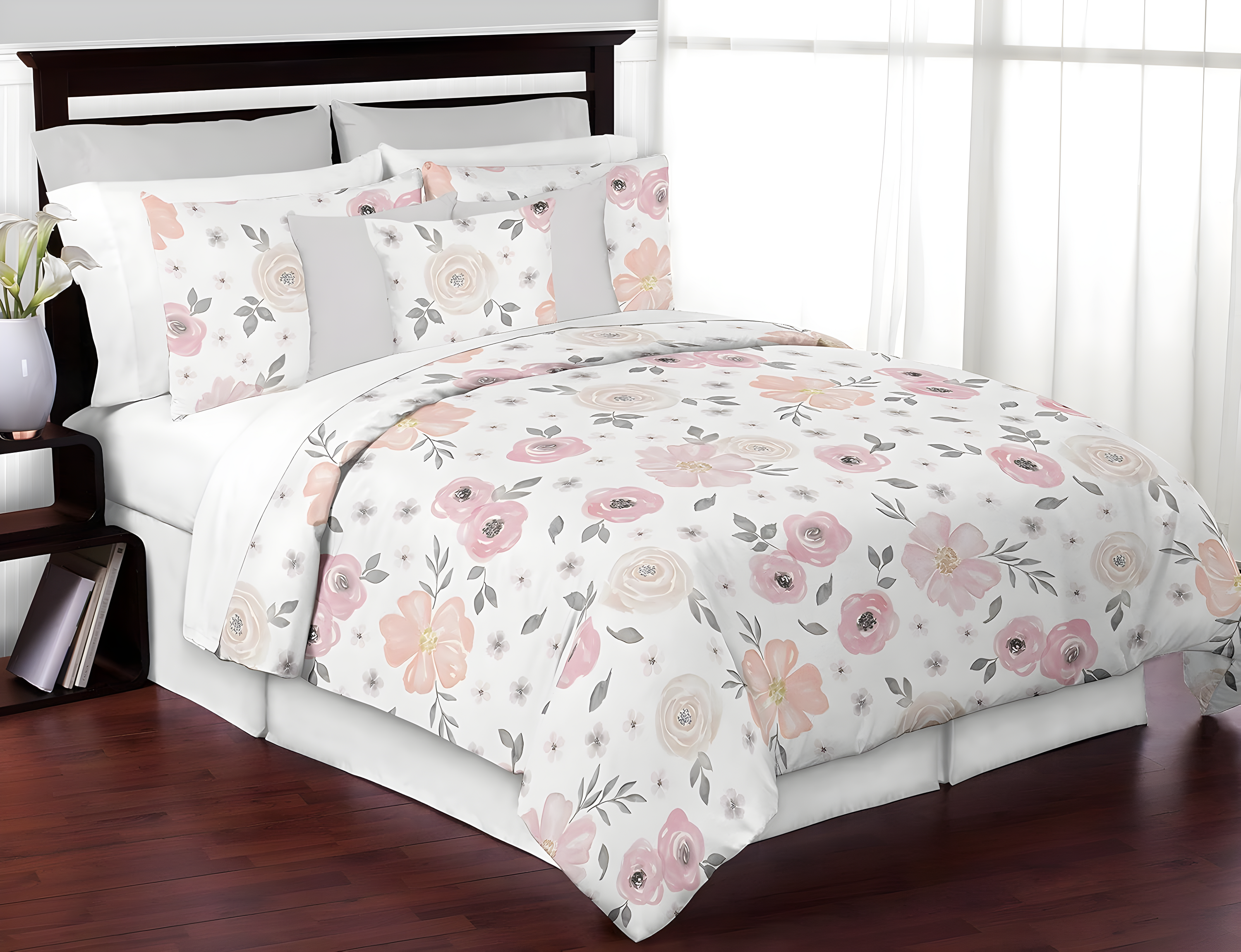 Floral Tailored 54'' Window Valance