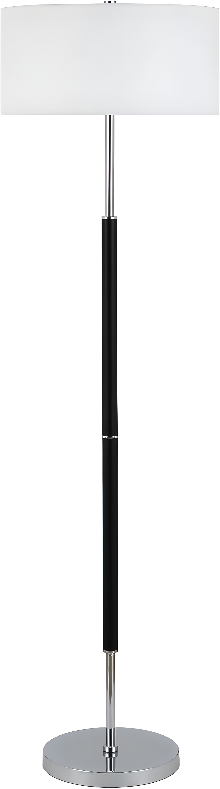 Henn&Hart 17" Matte White/Polished Nickel Metal/Fabric Floor Lamp