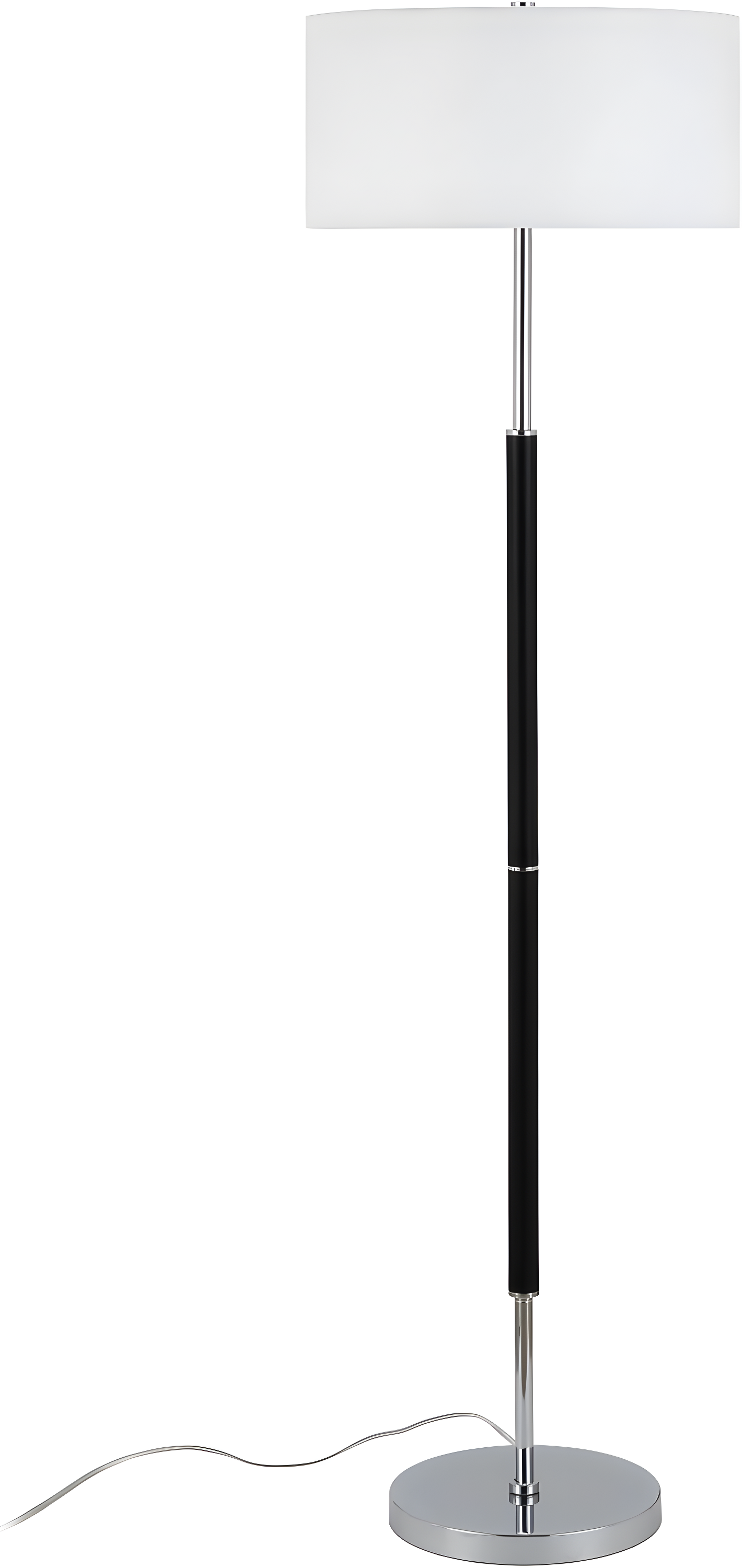 Henn&Hart 17" Matte White/Polished Nickel Metal/Fabric Floor Lamp