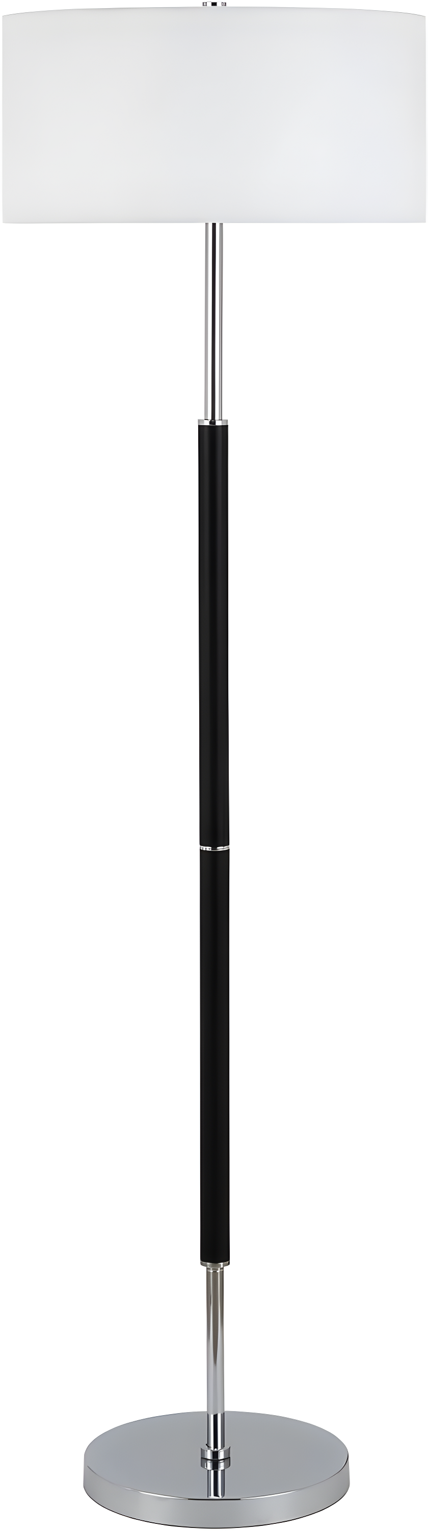 Henn&Hart 17" Matte White/Polished Nickel Metal/Fabric Floor Lamp