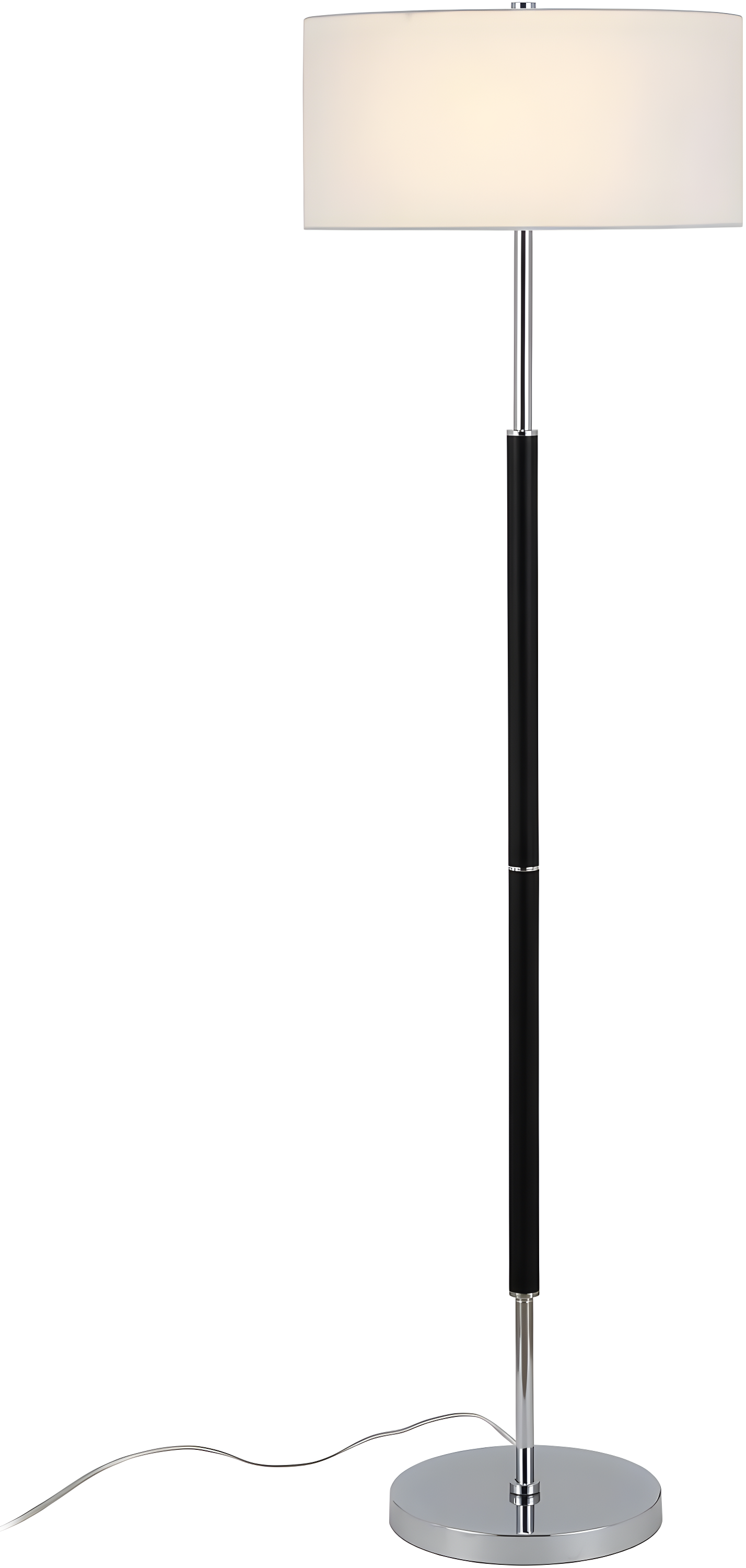 Henn&Hart 17" Matte White/Polished Nickel Metal/Fabric Floor Lamp
