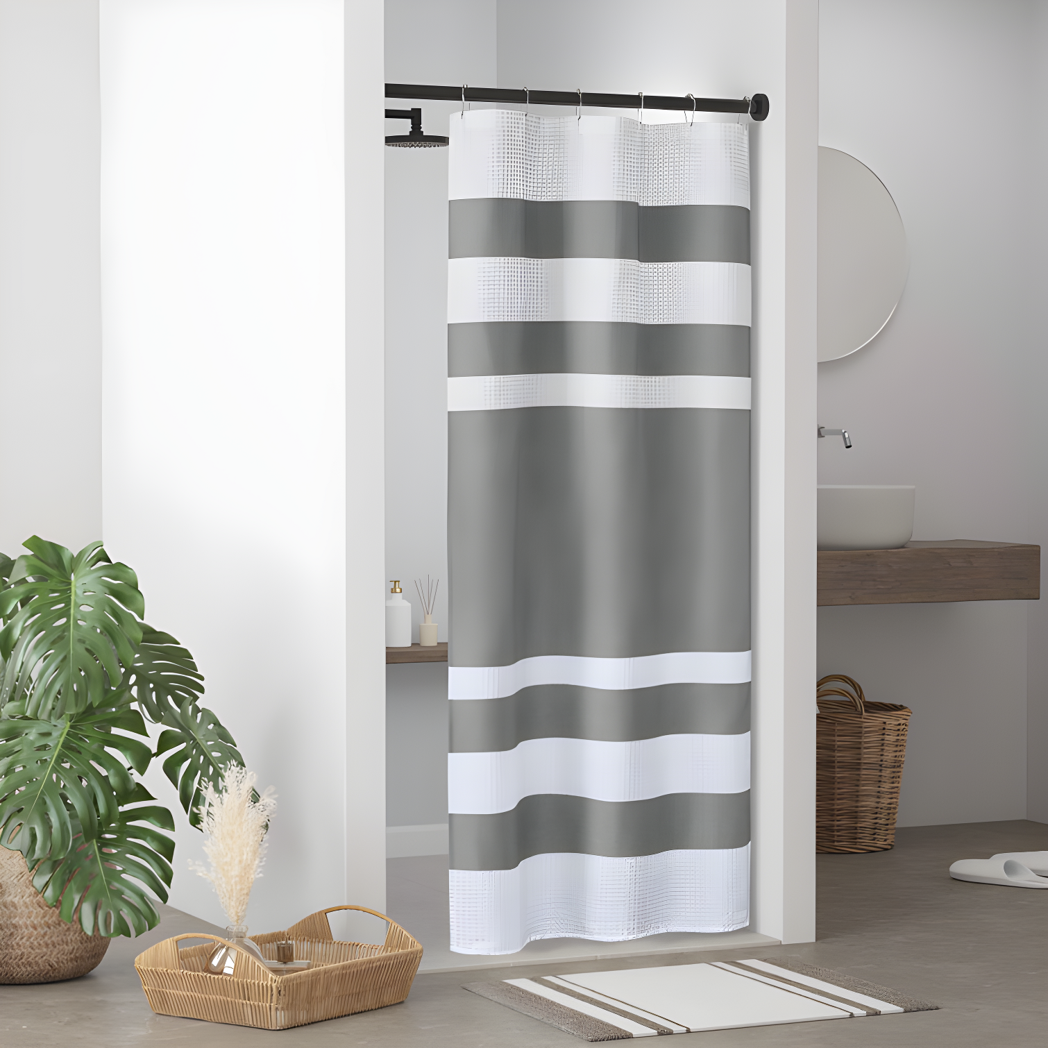 Striped Single Shower Curtain