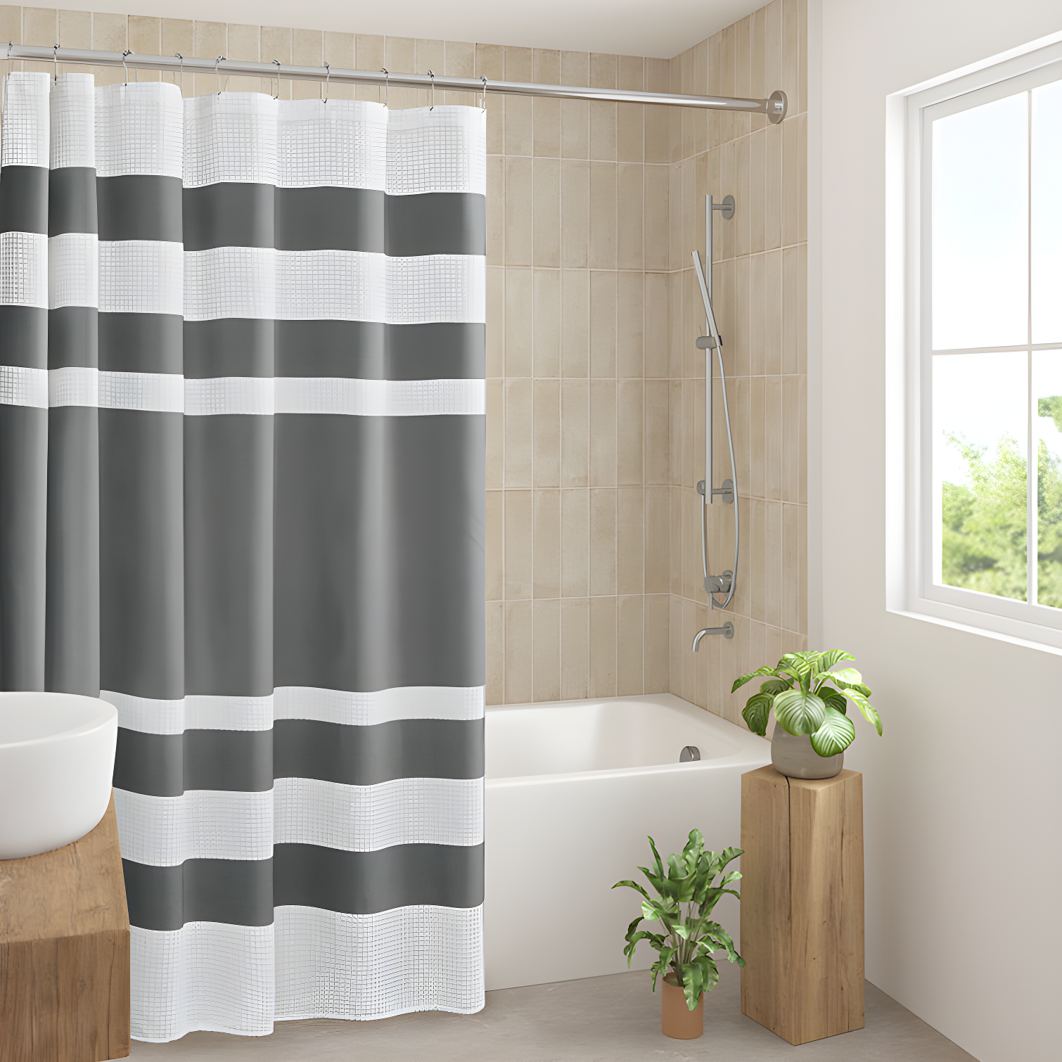 Striped Single Shower Curtain