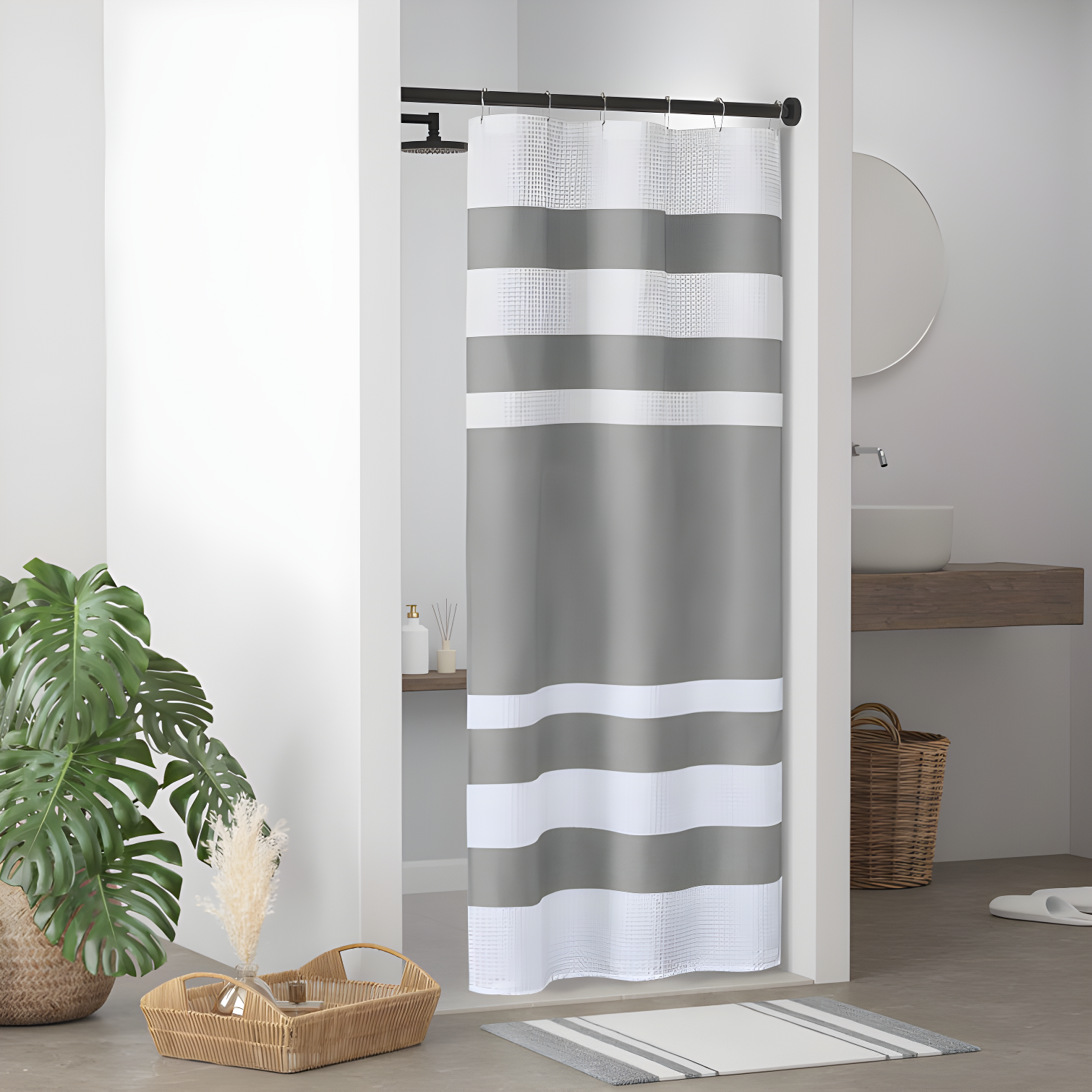 Striped Single Shower Curtain