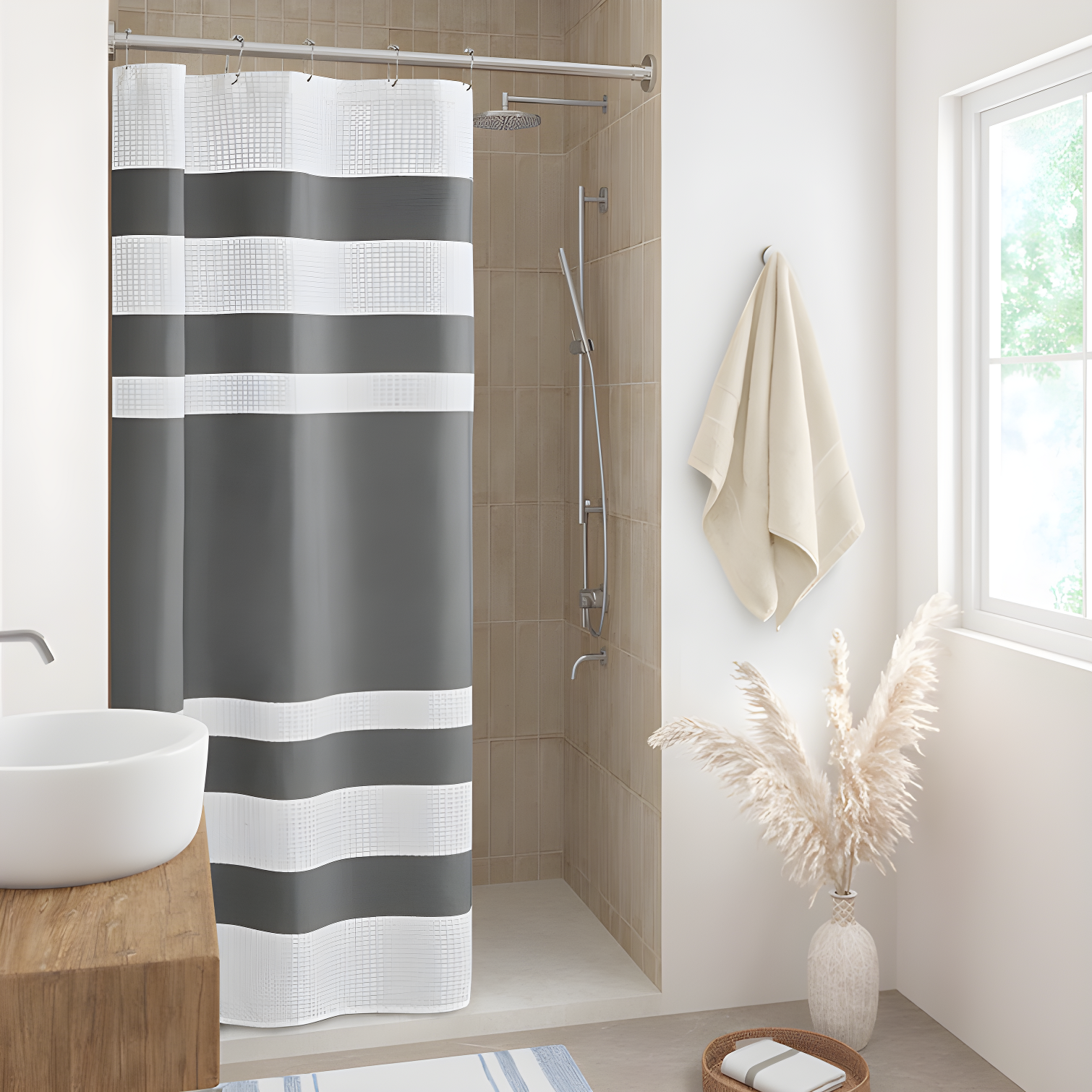 Striped Single Shower Curtain