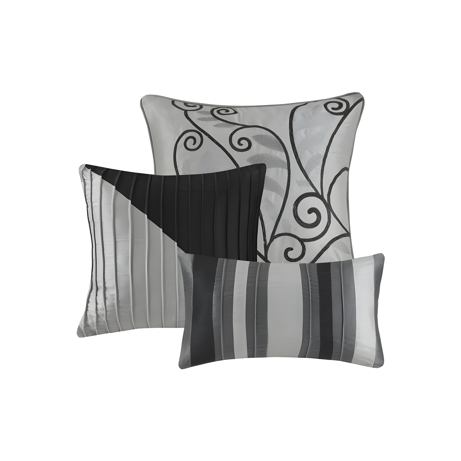 Madison Park Amherst 7 Piece Striped and Pleated Comforter Set