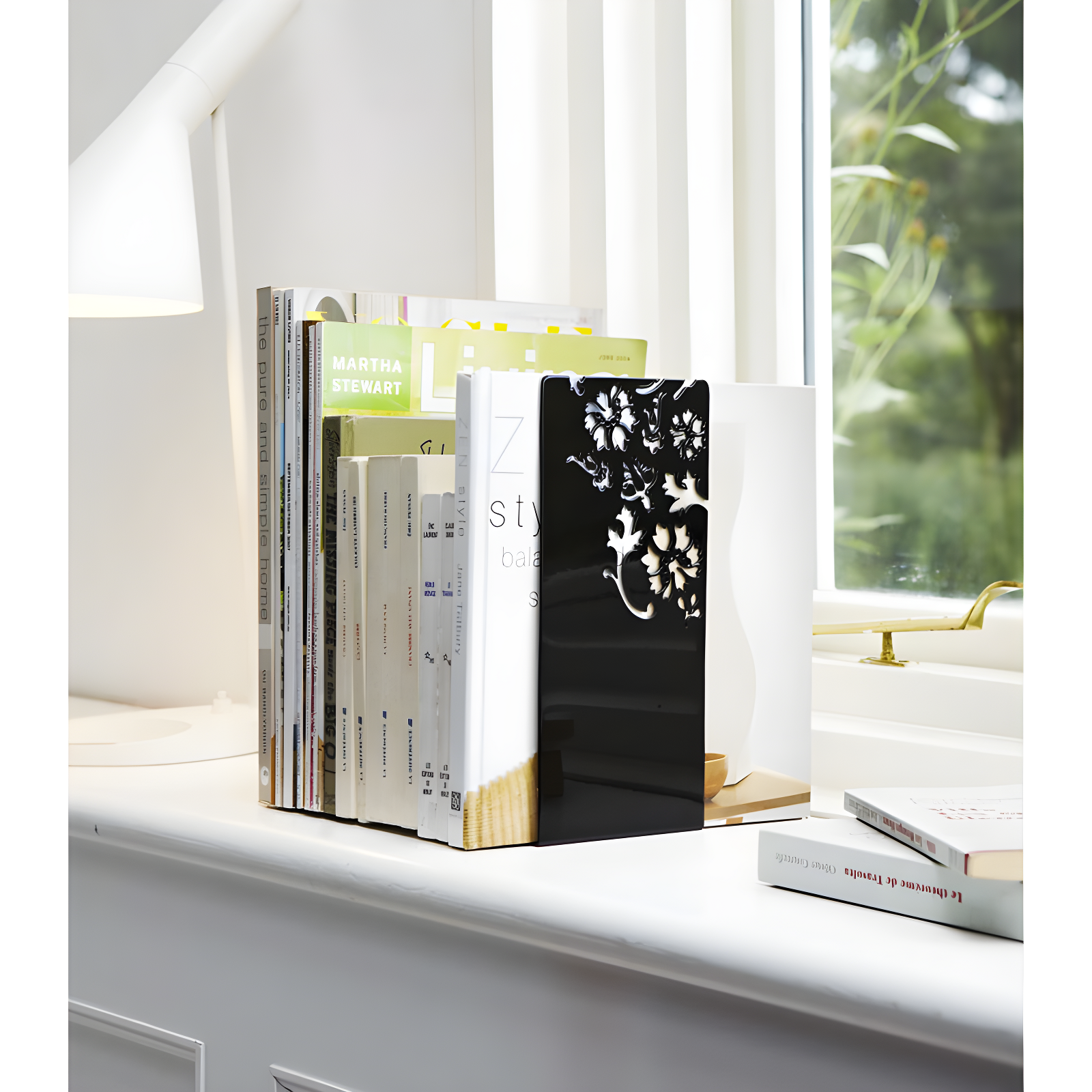 Yamazaki Home Kirie L-Shaped Book End, Large, Steel, Large, No Assembly Req. (Set of 2)