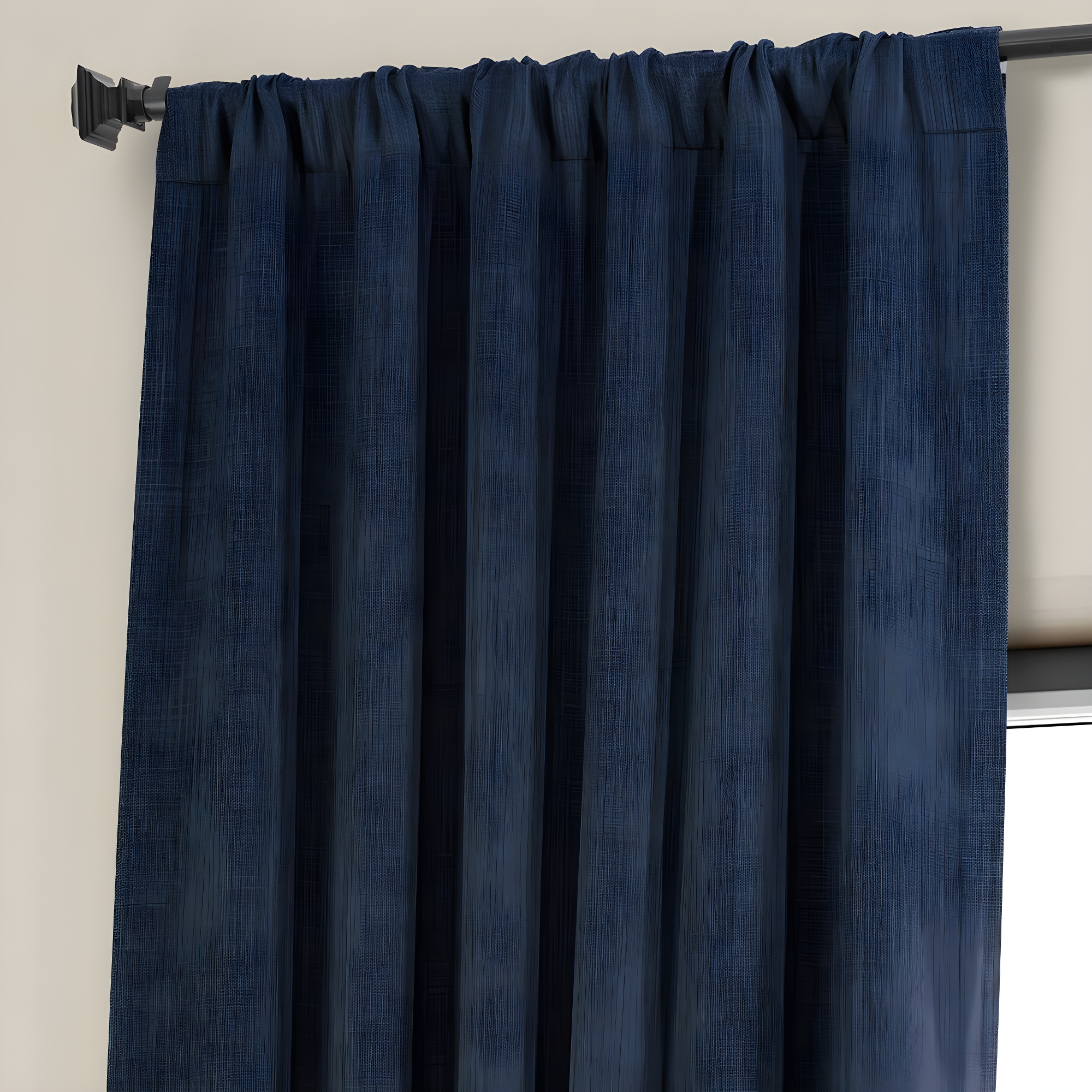 Indigo Faux Linen Room Darkening Curtain (1 Panel), Indigo, 50W X 84L