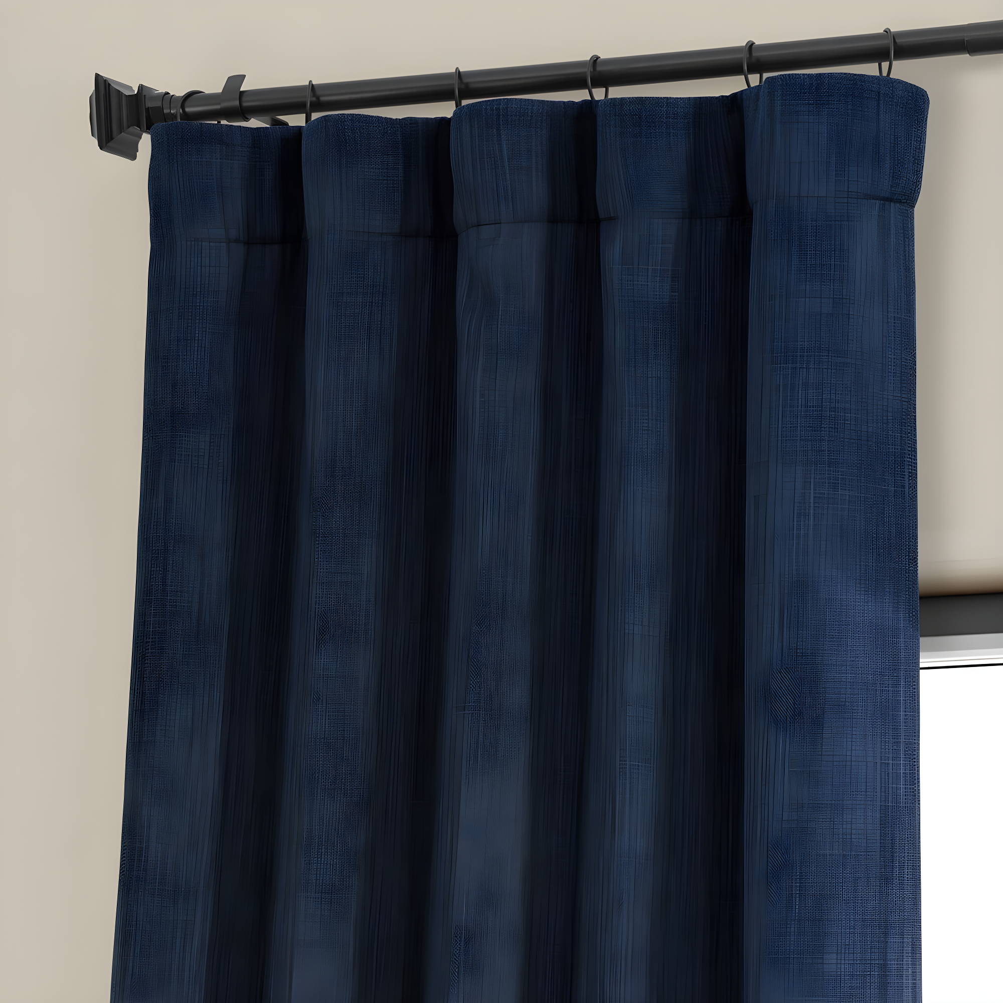 Indigo Faux Linen Room Darkening Curtain (1 Panel), Indigo, 50W X 84L