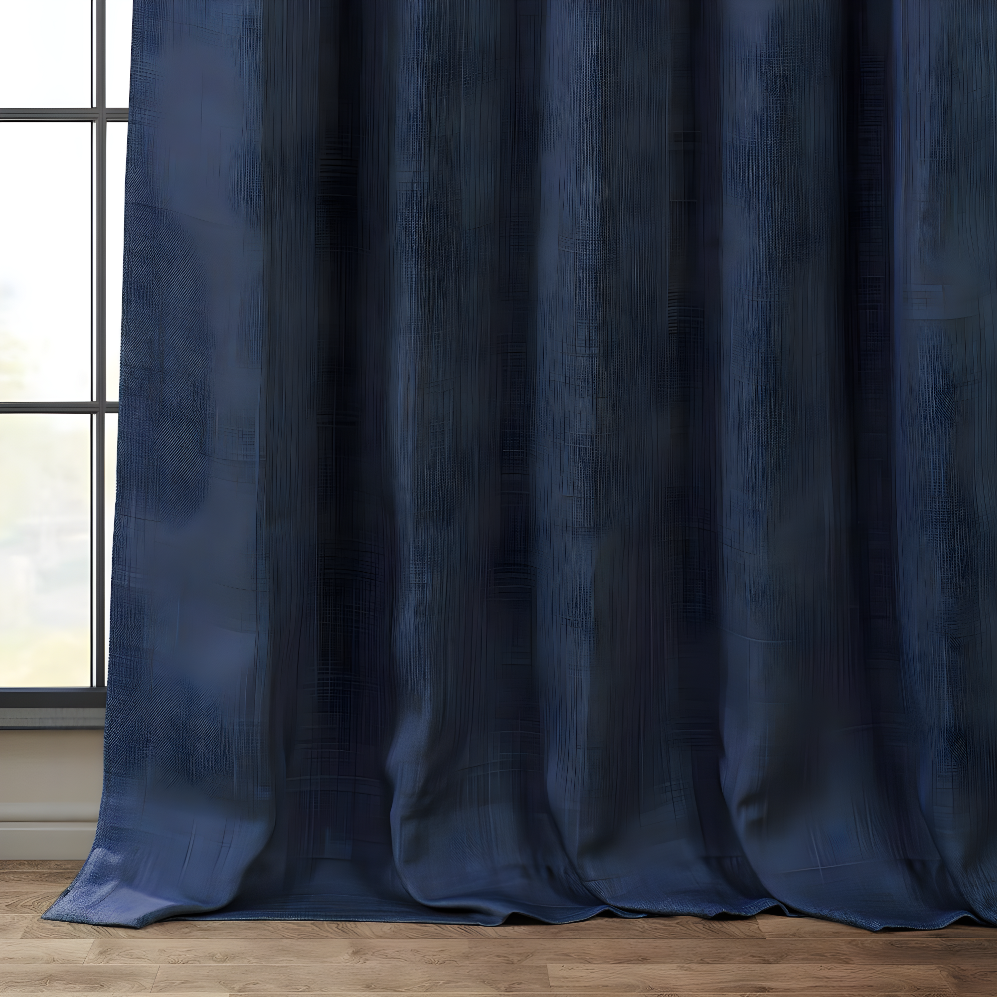 Indigo Faux Linen Room Darkening Curtain (1 Panel), Indigo, 50W X 84L