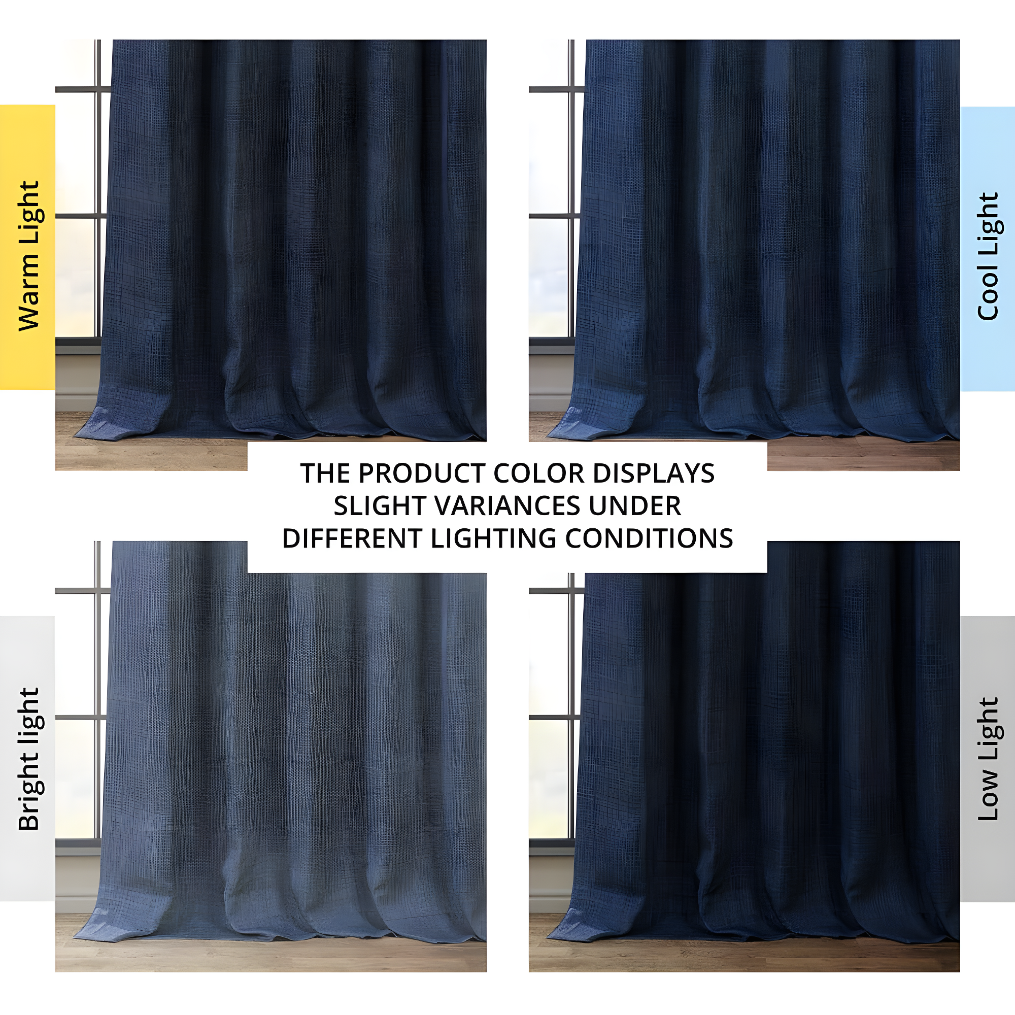 Indigo Faux Linen Room Darkening Curtain (1 Panel), Indigo, 50W X 84L