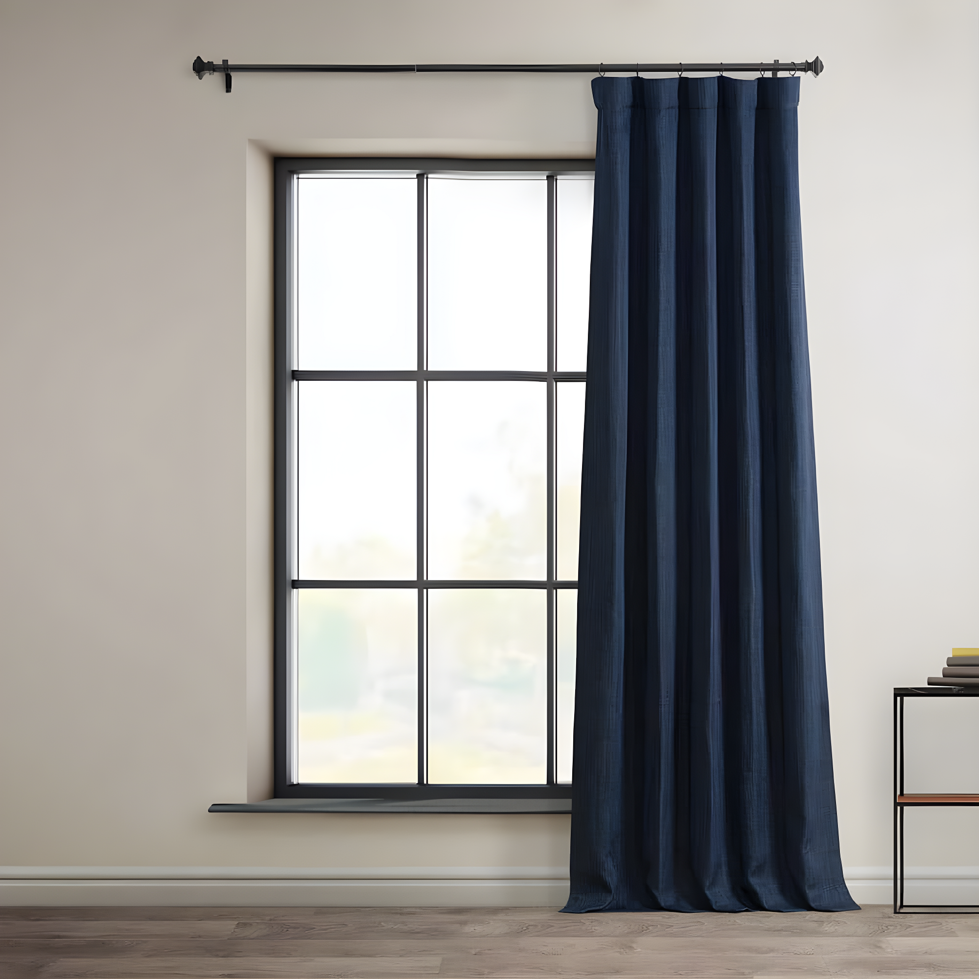 Indigo Faux Linen Room Darkening Curtain (1 Panel), Indigo, 50W X 84L