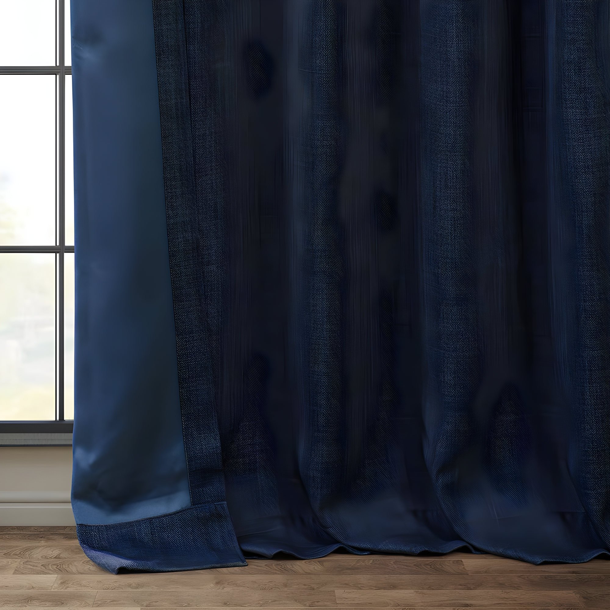 Indigo Faux Linen Room Darkening Curtain (1 Panel), Indigo, 50W X 84L