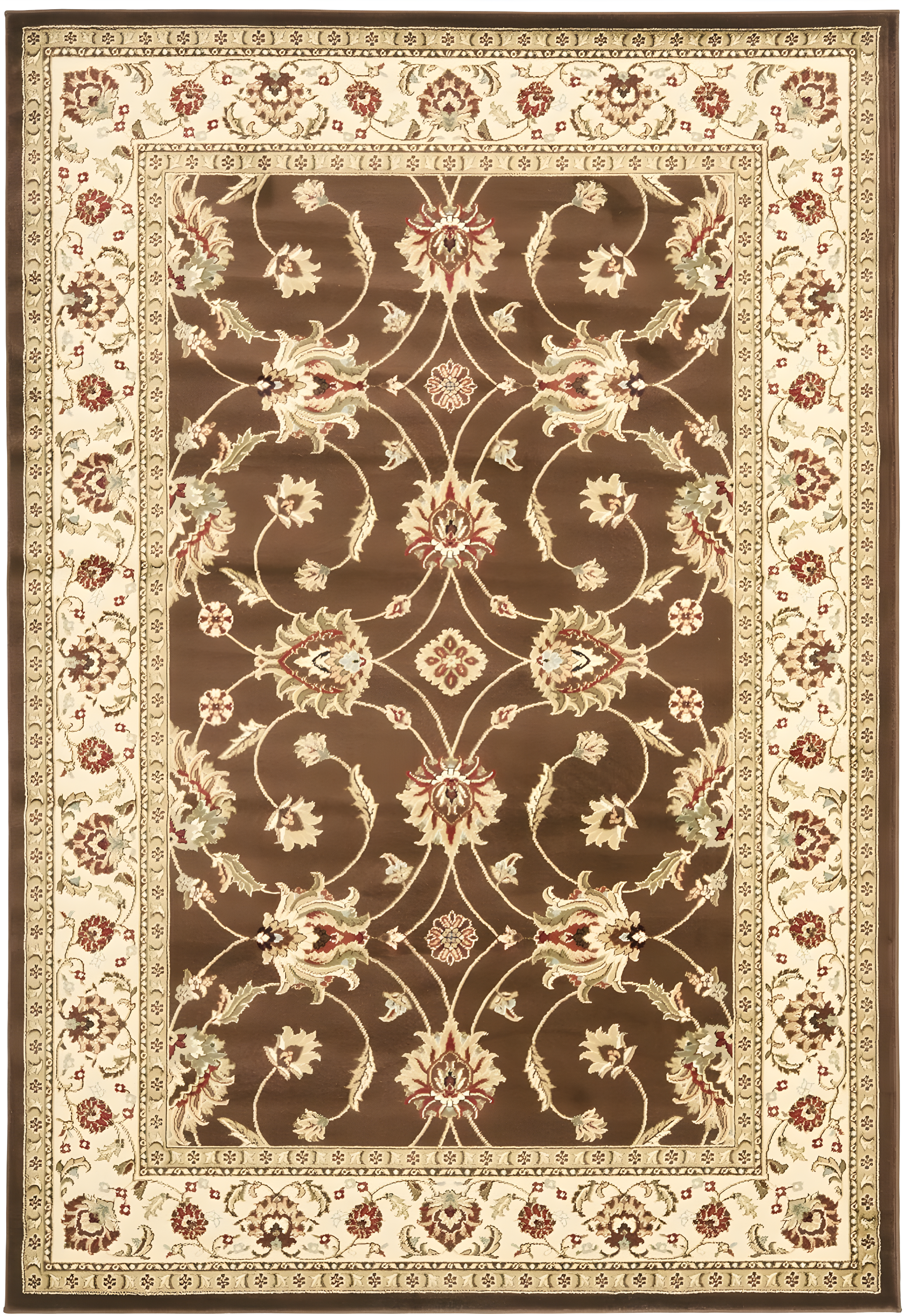 Lyndhurst LNH553 Power Loomed Area Rug - Brown/Ivory - 5'3"x7'6" - Safavieh