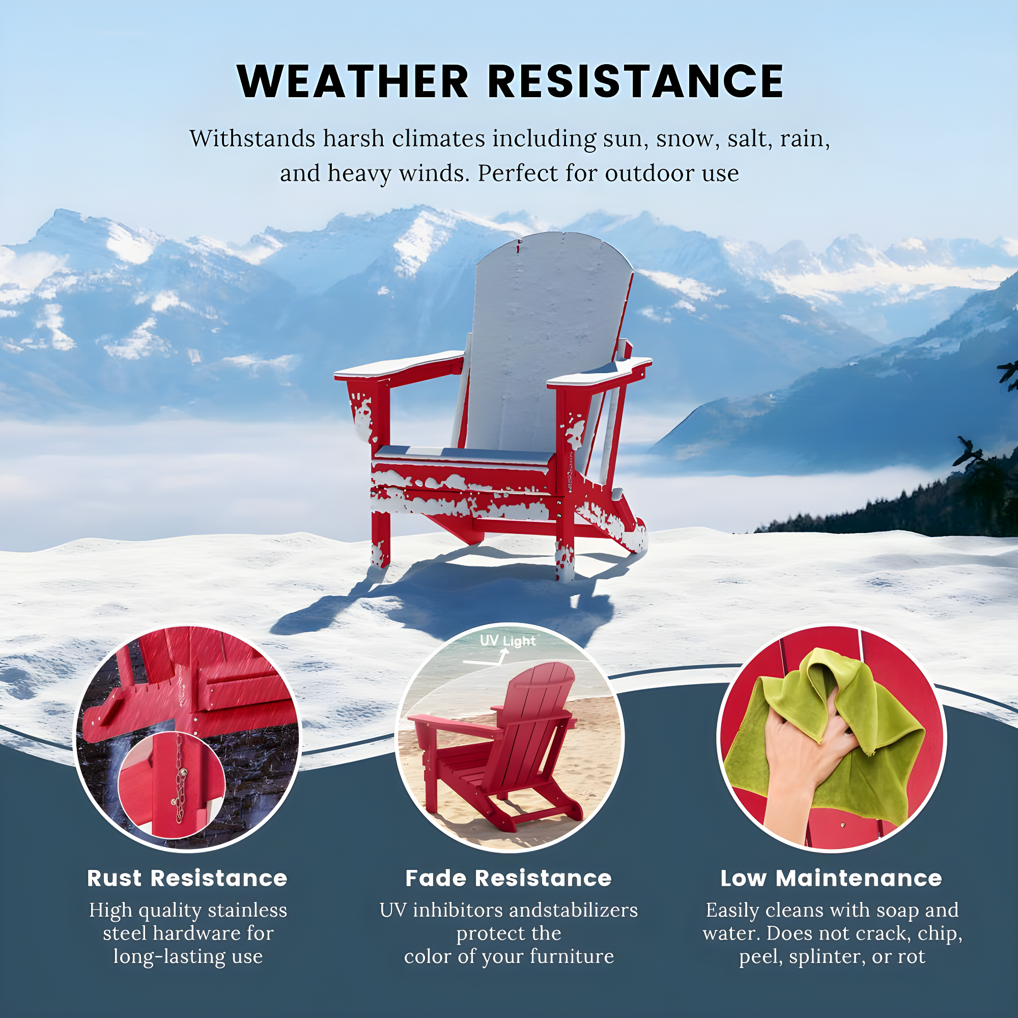 Red Poly Adirondack Outdoor Folding Armchair Set of 2