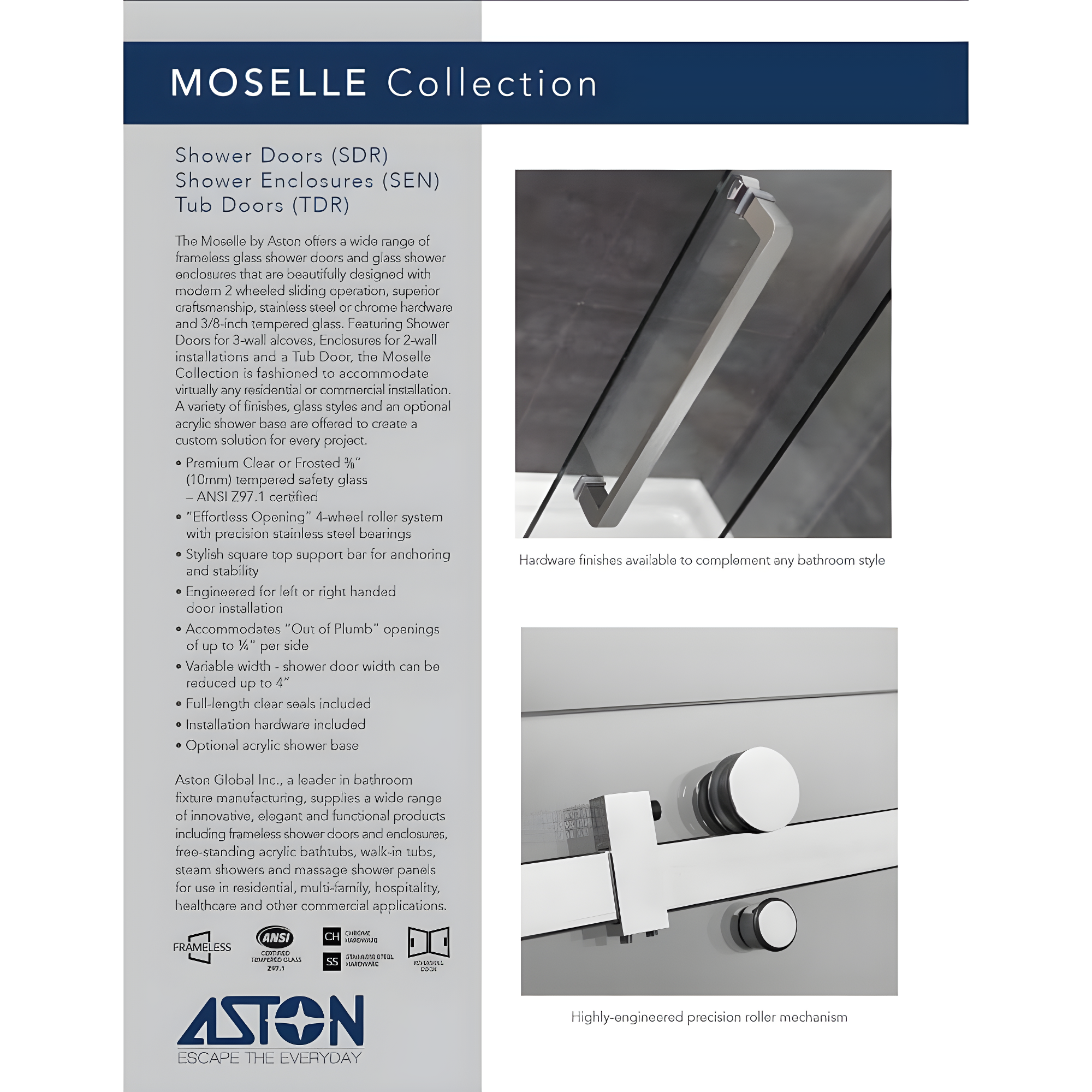 Moselle 44" x 77.5" Rectangular Sliding Shower Enclosure with Base