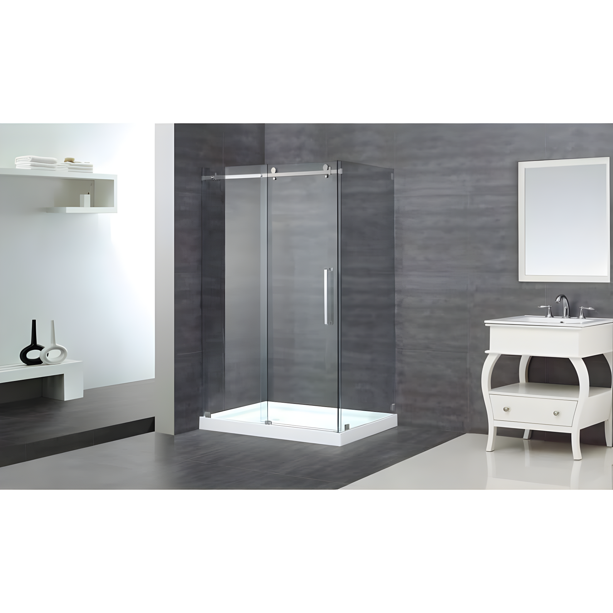 Moselle 44" x 77.5" Rectangular Sliding Shower Enclosure with Base