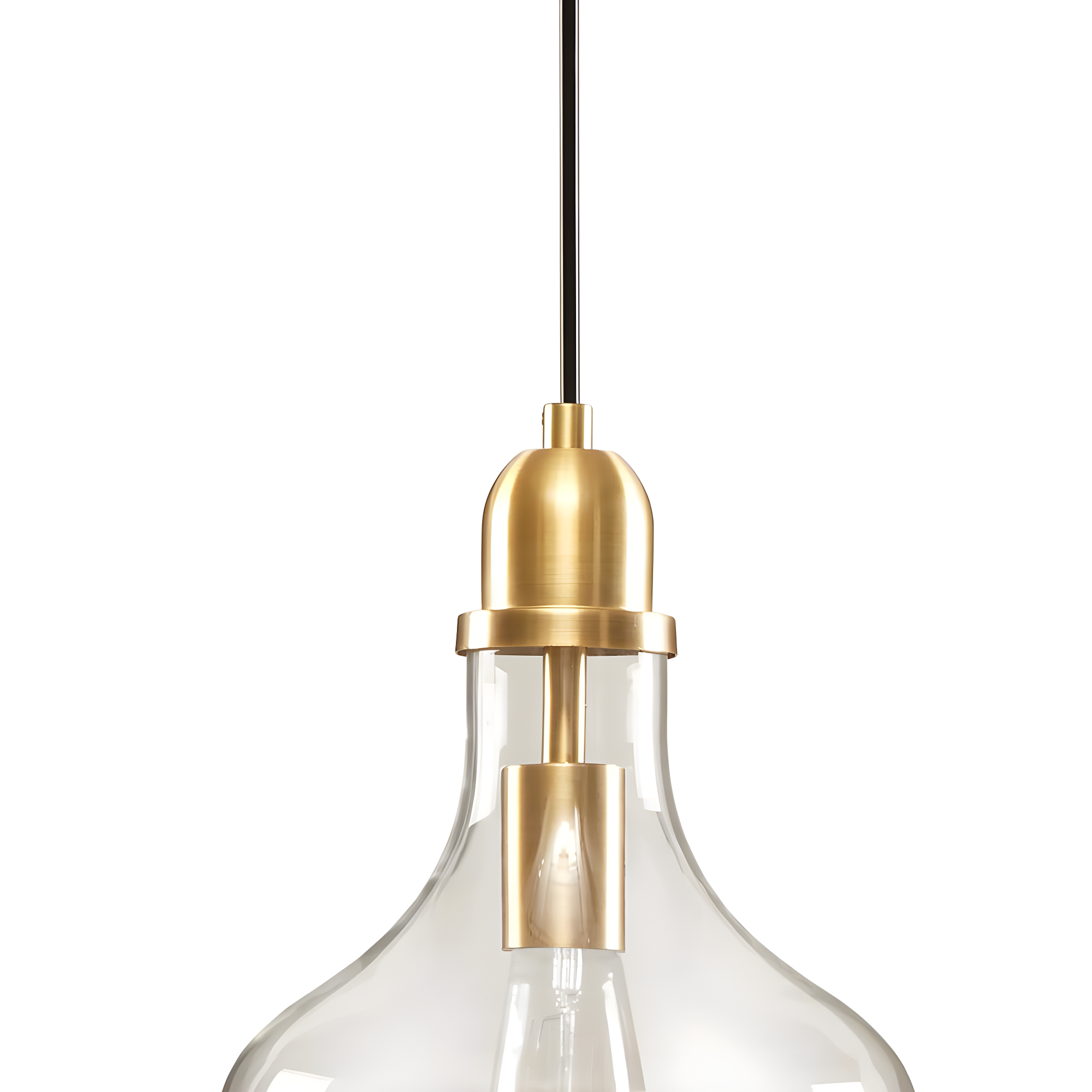 Ink+Ivy 9"x95.5" Auburn Bell Shaped Hanging Glass Simple Industrial Pendant Light Gold: Modern Ceiling Fixture, 60W E26, Adjustable Height