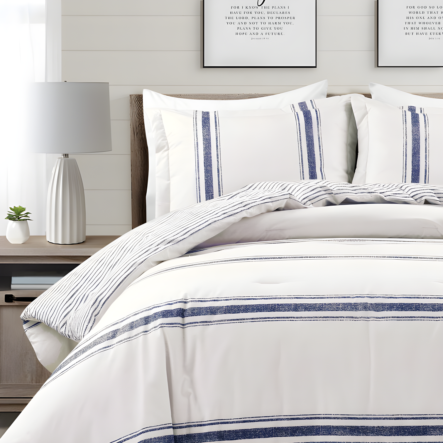 Farmhouse Standard Cotton Reversible Comforter Set