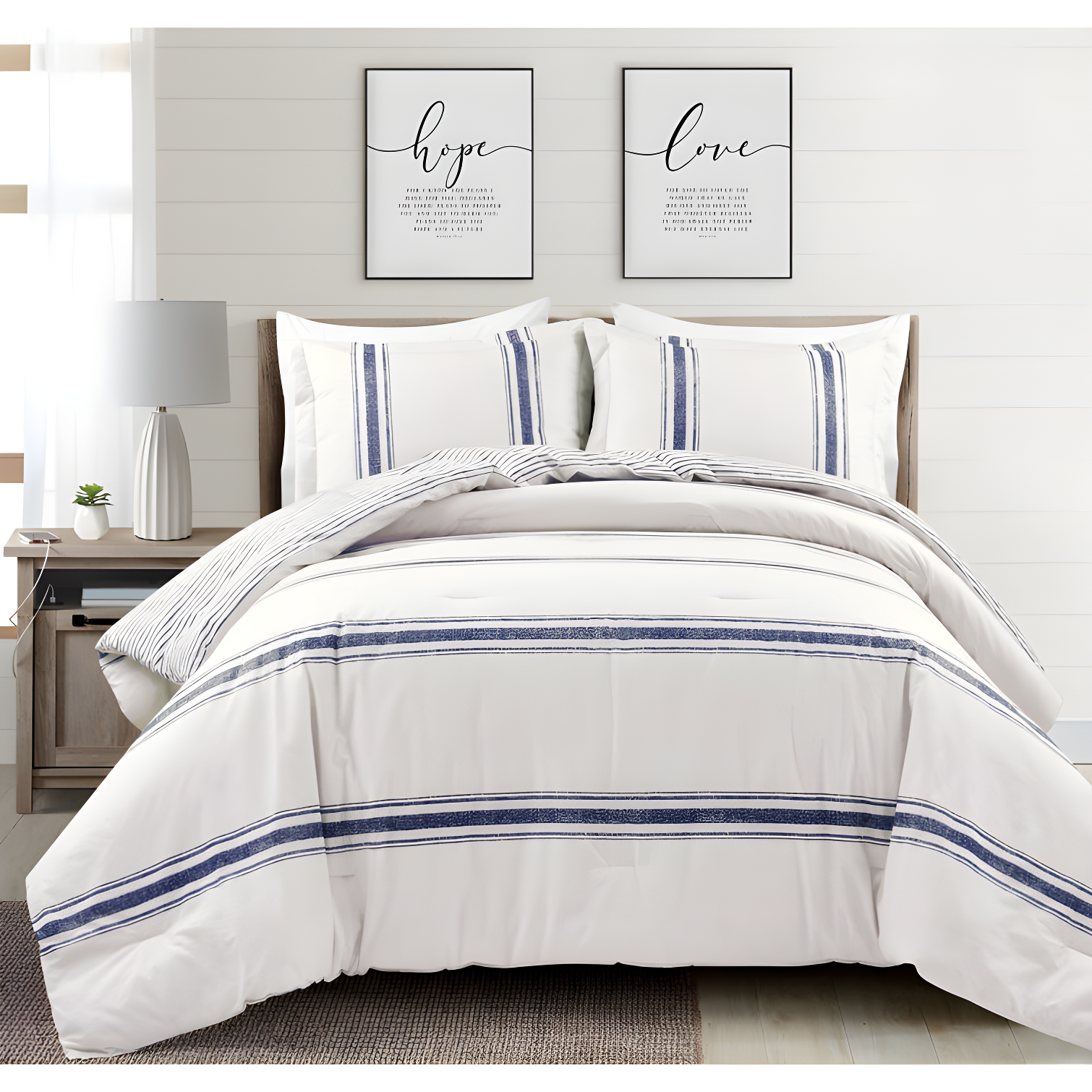 Farmhouse Standard Cotton Reversible Comforter Set