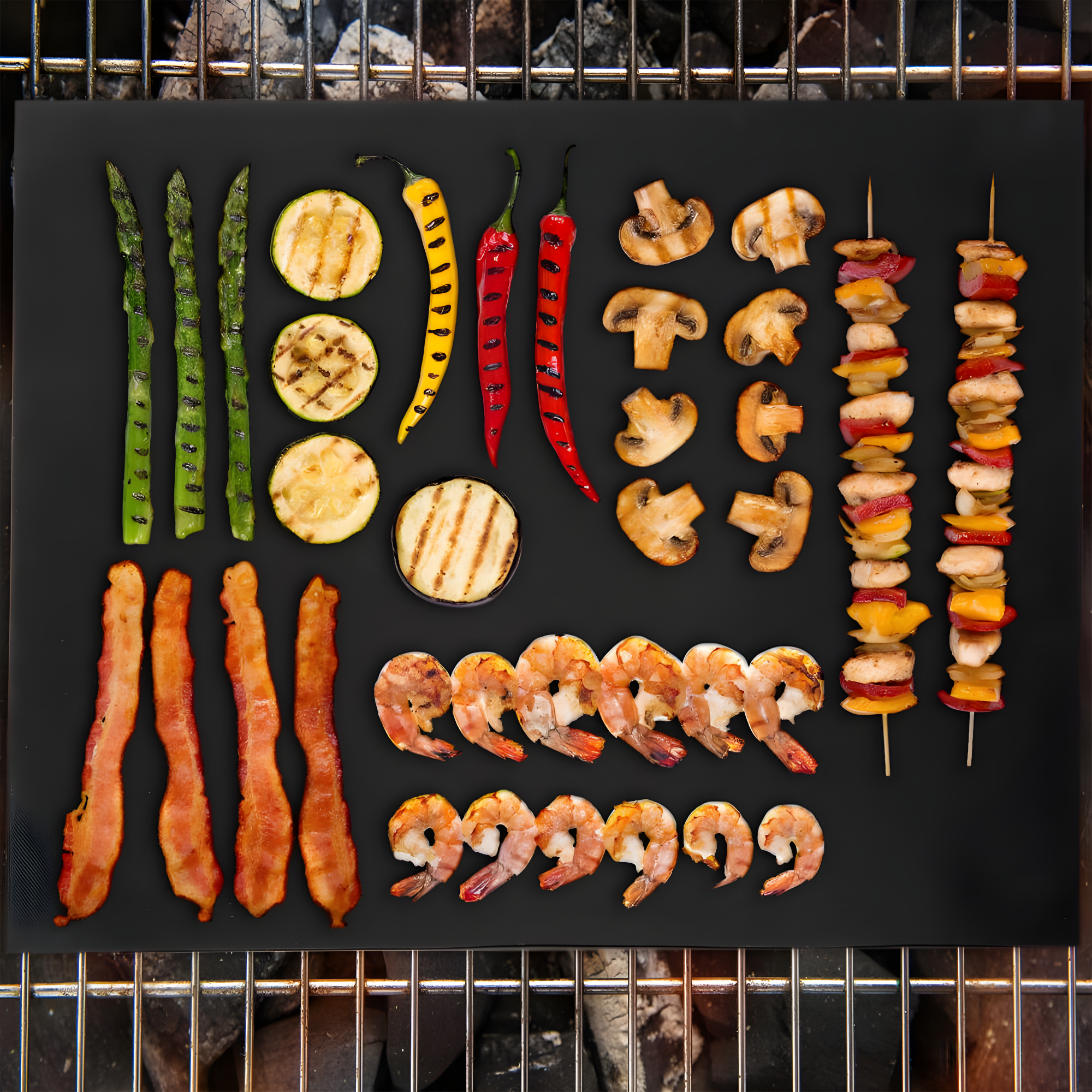 Hastings Home Nonstick FDA Approved Reusable BBQ Grill Mat Set for Gas, Charcoal, and Electric Grills - Set of 2