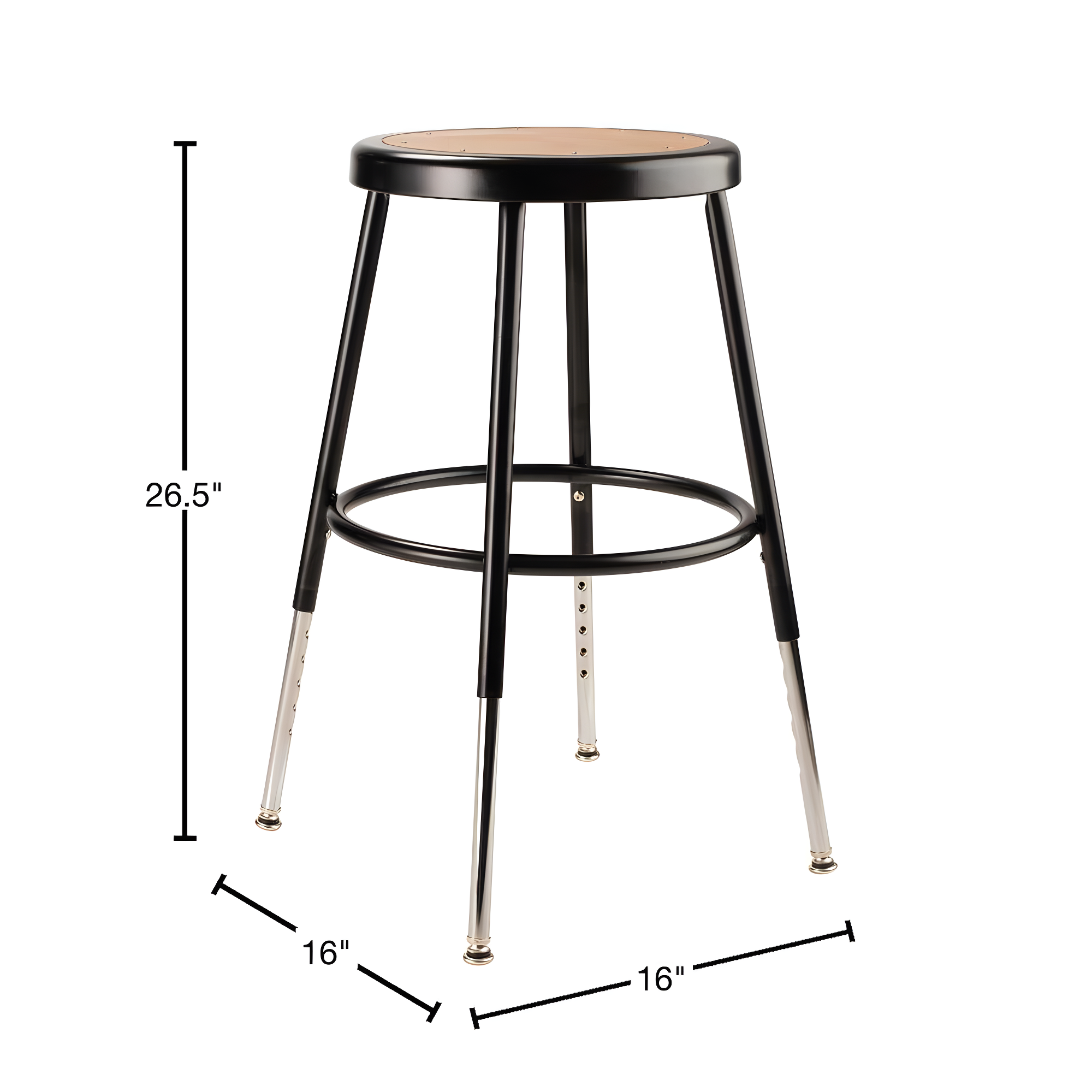 National Public Seating Adjustable Height Ergonomic Lab Stool with Footring (Set of 2)