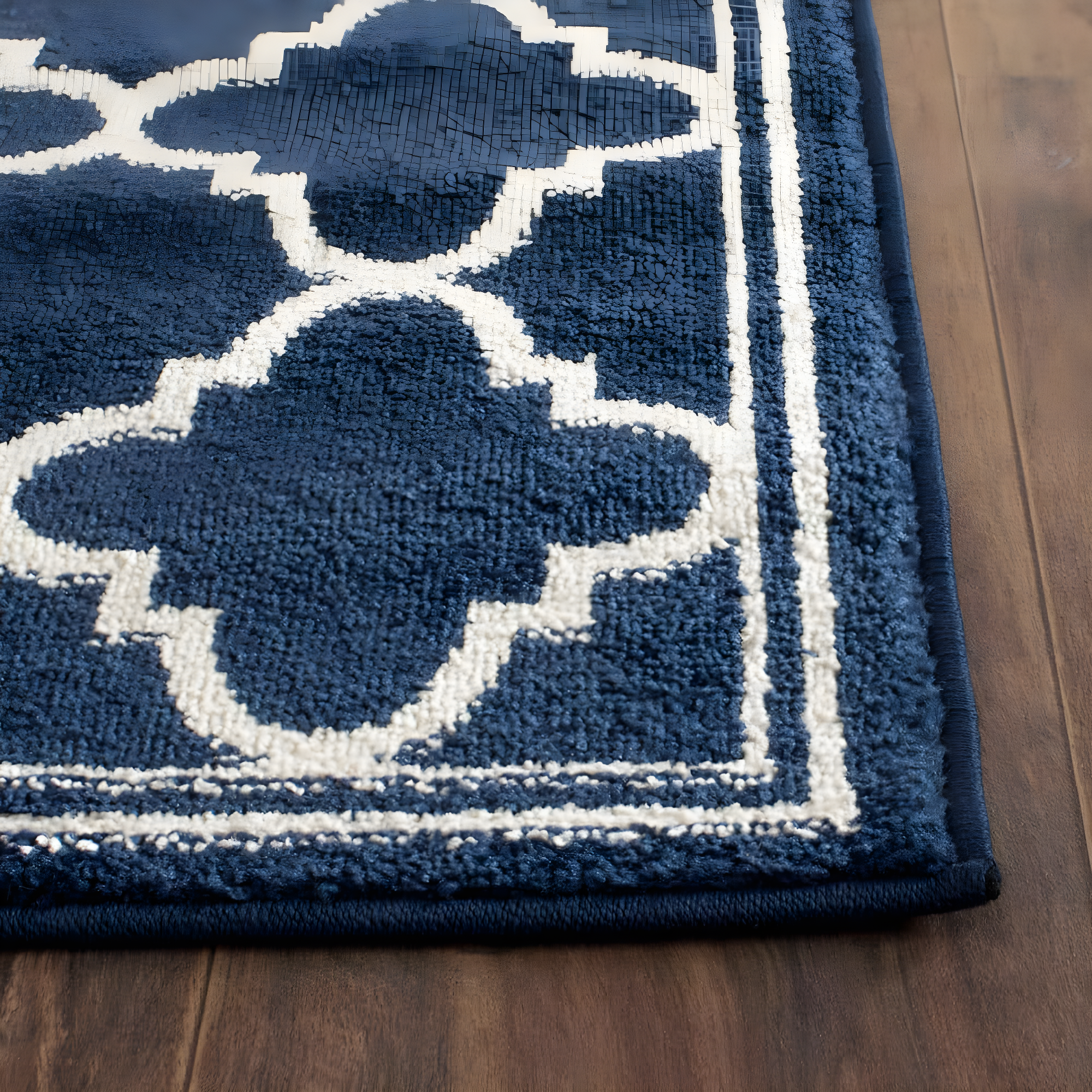 Amherst AMT422 Power Loomed Indoor Runner Rug - Navy/Beige - 2'3"x7' - Safavieh