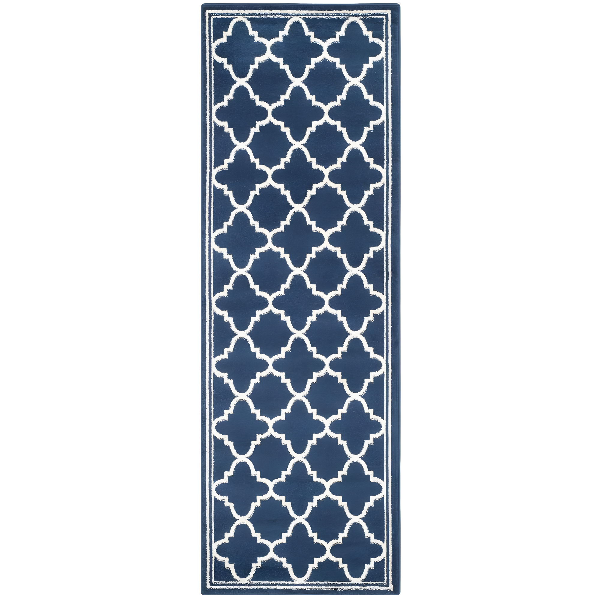 Amherst AMT422 Power Loomed Indoor Runner Rug - Navy/Beige - 2'3"x7' - Safavieh