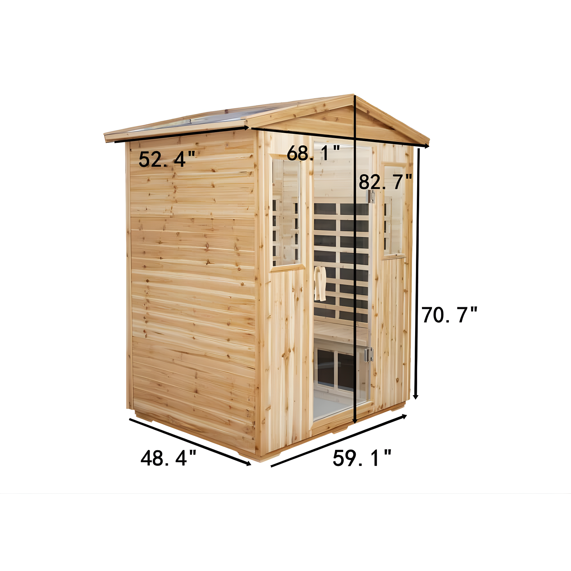 Saunas 904V Far Infrared Sauna, Outdoor Wooden Dry Sauna Low EMF (Hemlock Wood, 4-Person Size)
