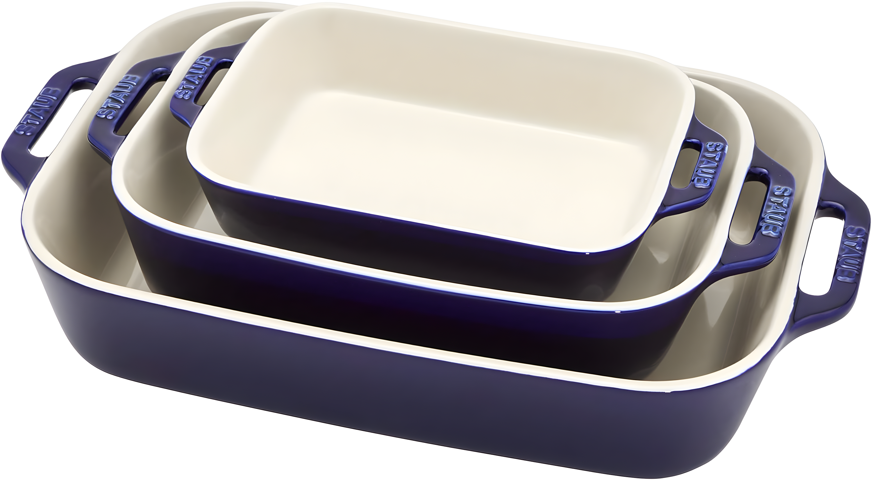Staub Dark Blue Rectangular Bakers, Set of 3