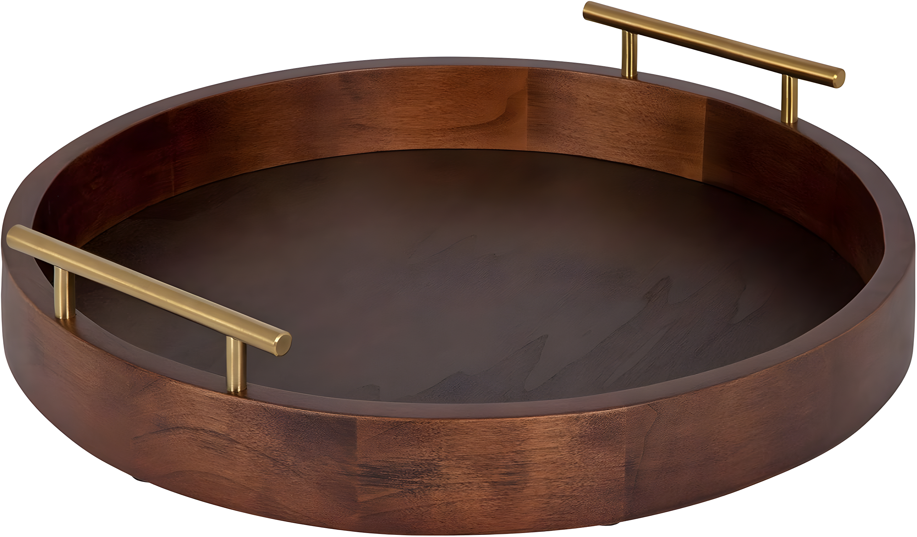 Kate and Laurel Lipton Tray, 18" Diameter, Walnut Brown