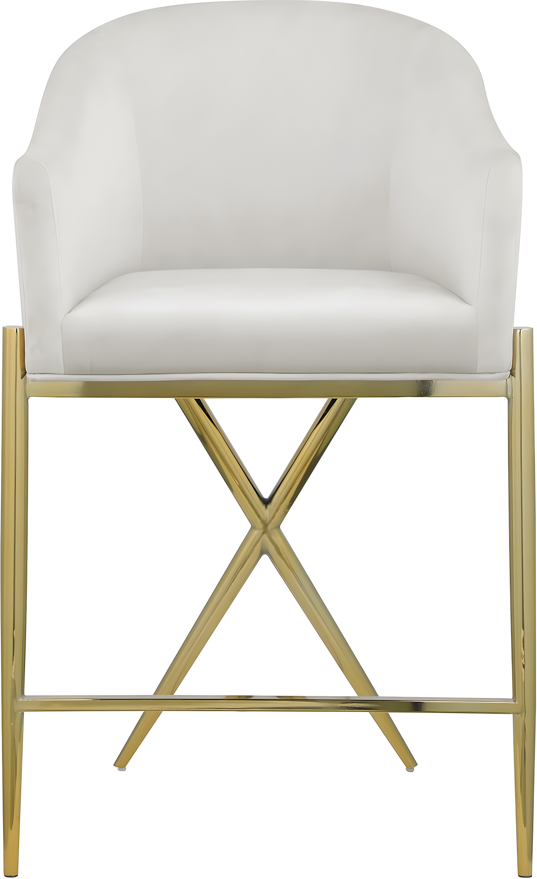 Meridian Furniture 867Cream-C Xavier Collection Velvet Upholstered Counter Stool with Sturdy Gold Metal Legs, Cream, 23.5" W x 22.5" D x 38" H