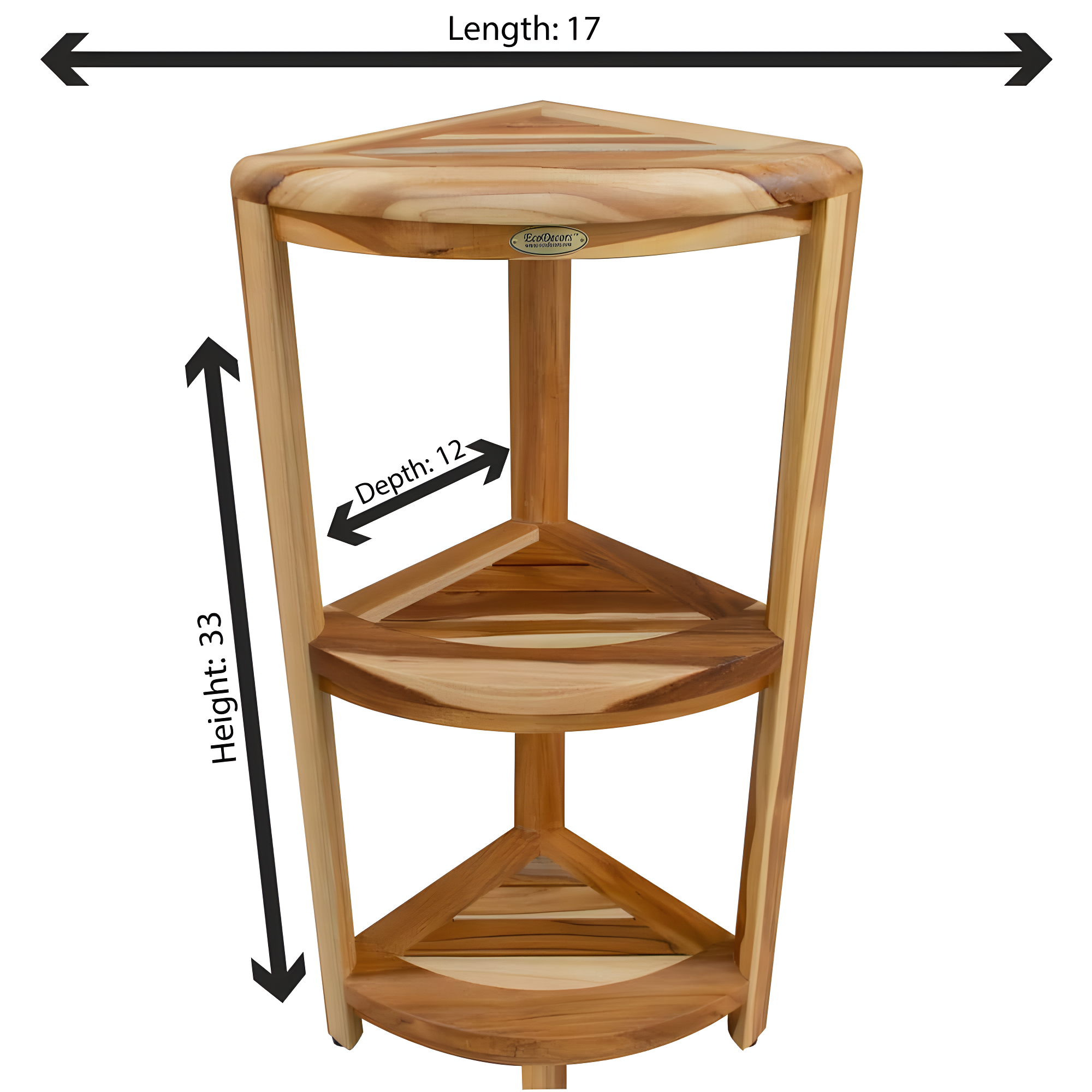 EcoDecors EcoDecors, Snazzy Corner, Teak Corner Shower Shelf, Shower Stand Corner, in EarthyTeak™