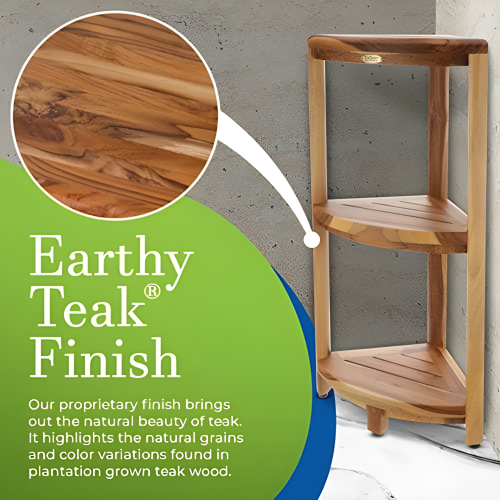 EcoDecors EcoDecors, Snazzy Corner, Teak Corner Shower Shelf, Shower Stand Corner, in EarthyTeak™