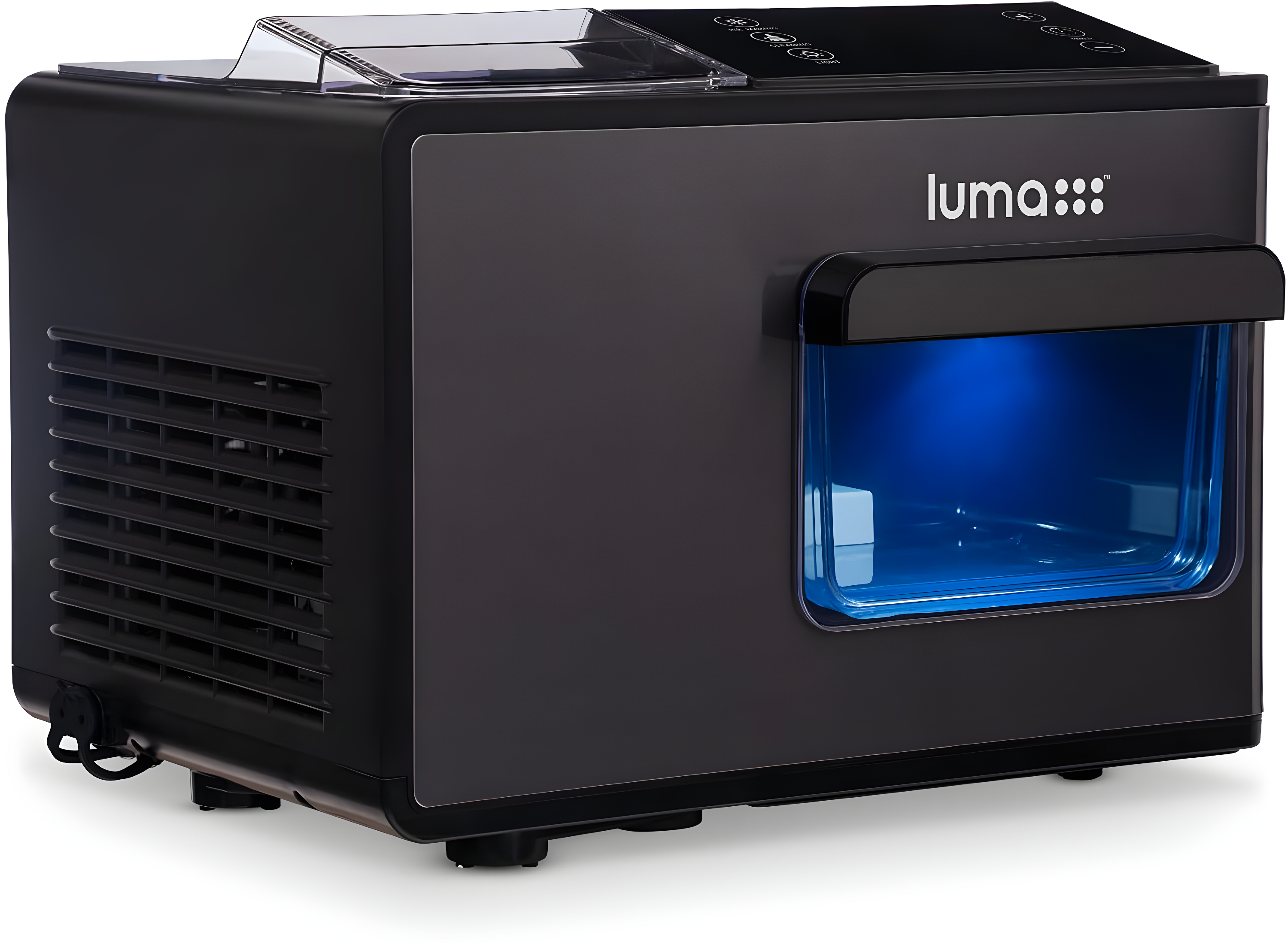 Luma Nugget Countertop Ice Maker, 44 lbs in 24 hours, Black Stainless Steel Ice Machine