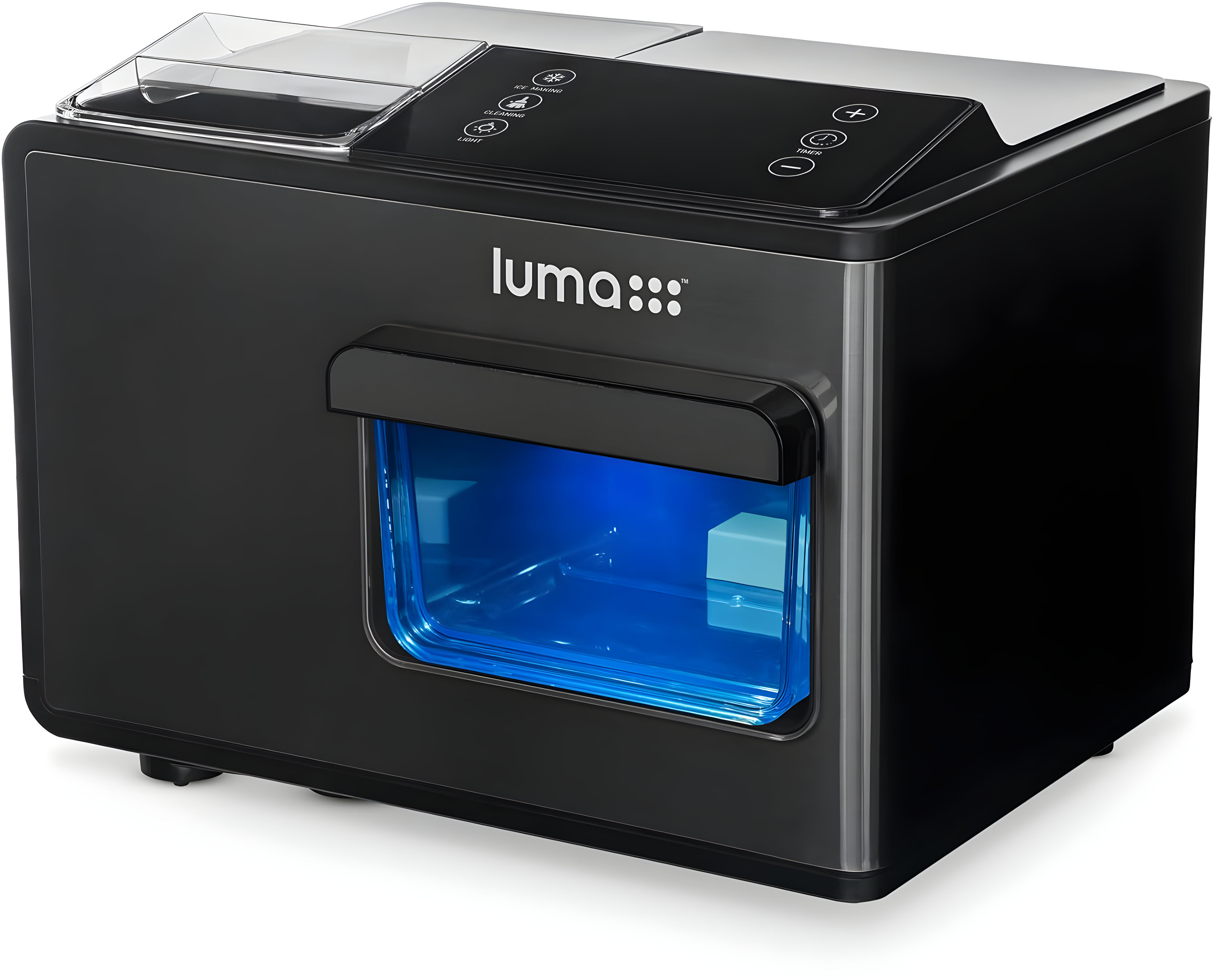 Luma Nugget Countertop Ice Maker, 44 lbs in 24 hours, Black Stainless Steel Ice Machine