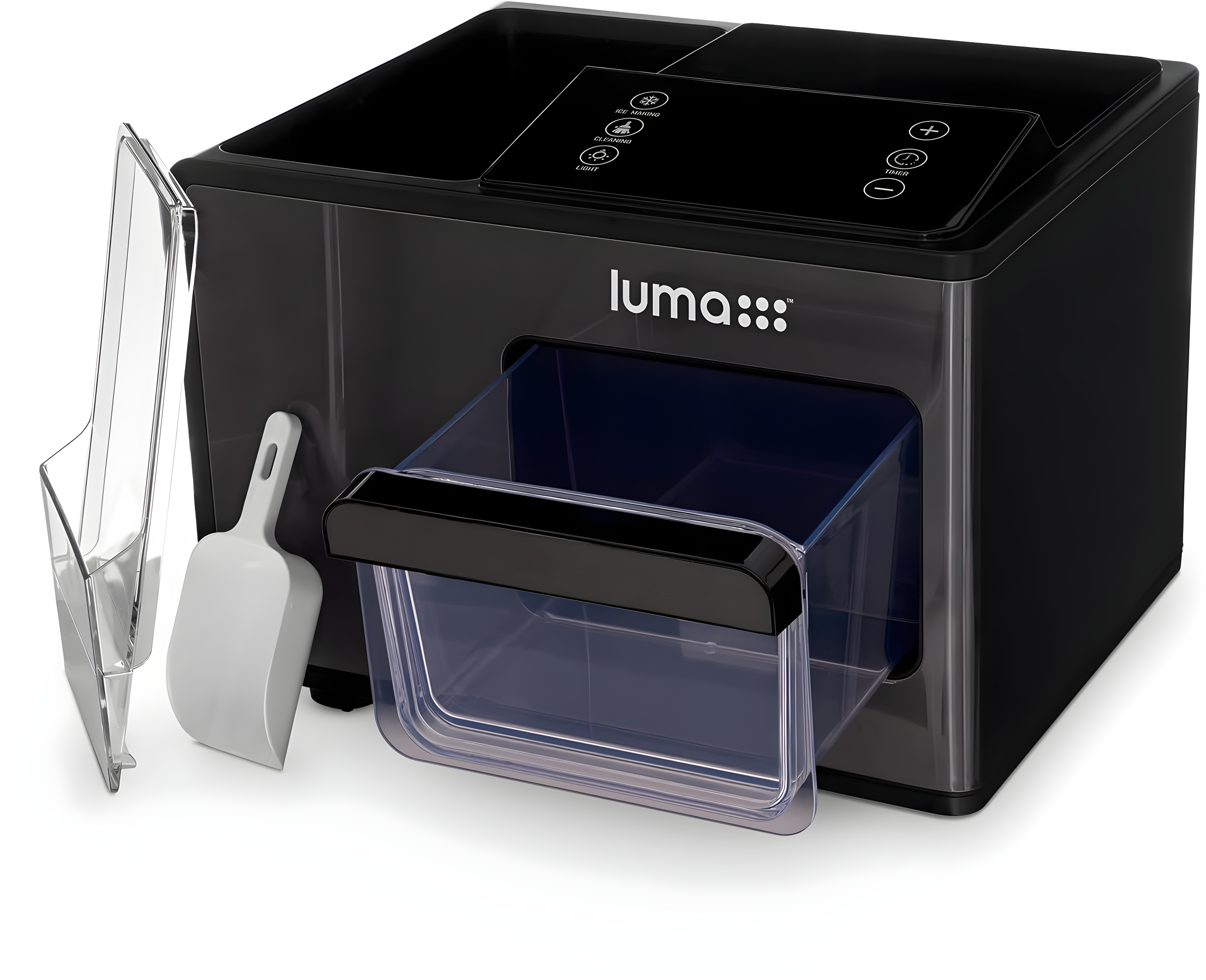 Luma Nugget Countertop Ice Maker, 44 lbs in 24 hours, Black Stainless Steel Ice Machine