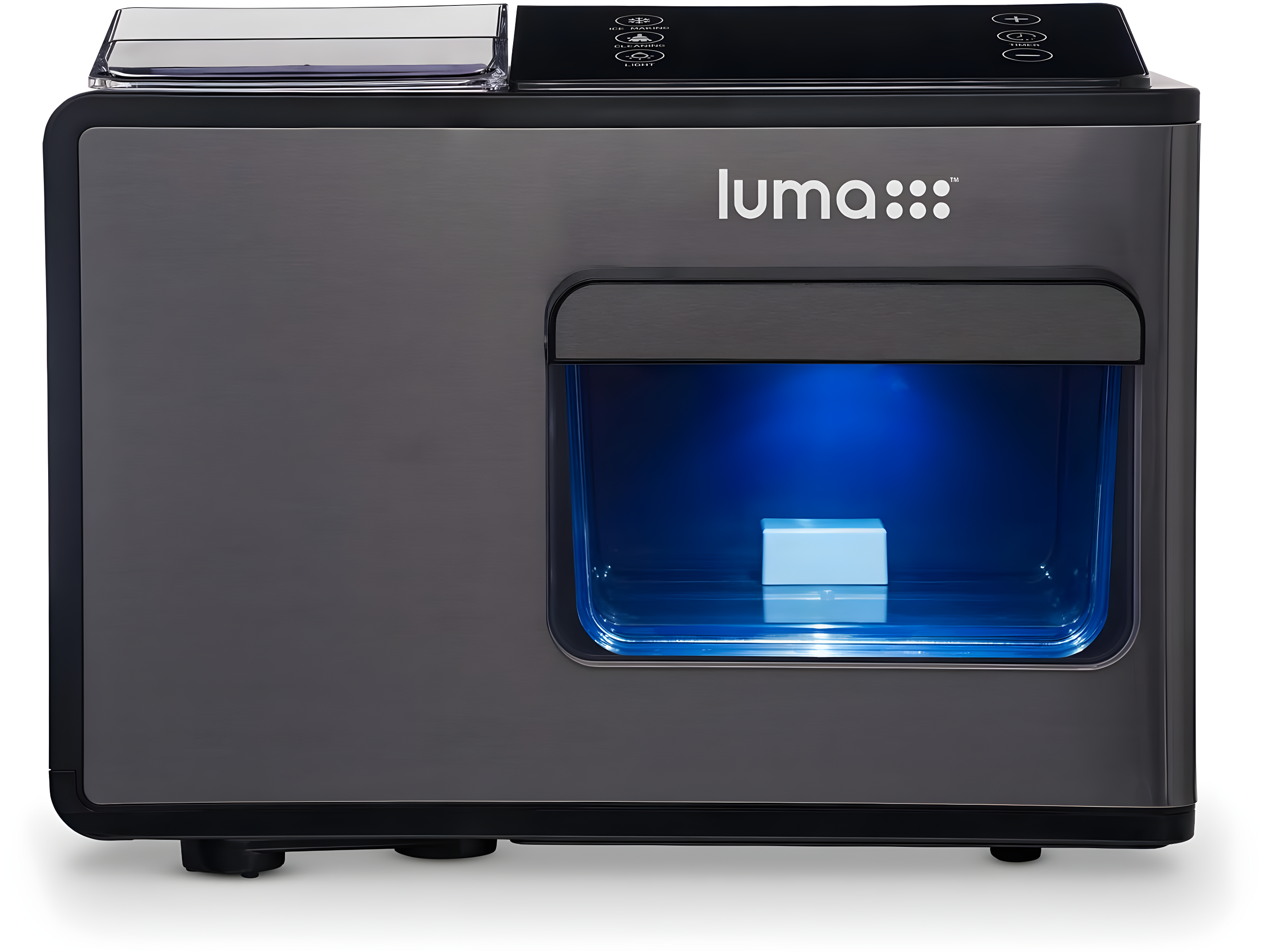 Luma Nugget Countertop Ice Maker, 44 lbs in 24 hours, Black Stainless Steel Ice Machine