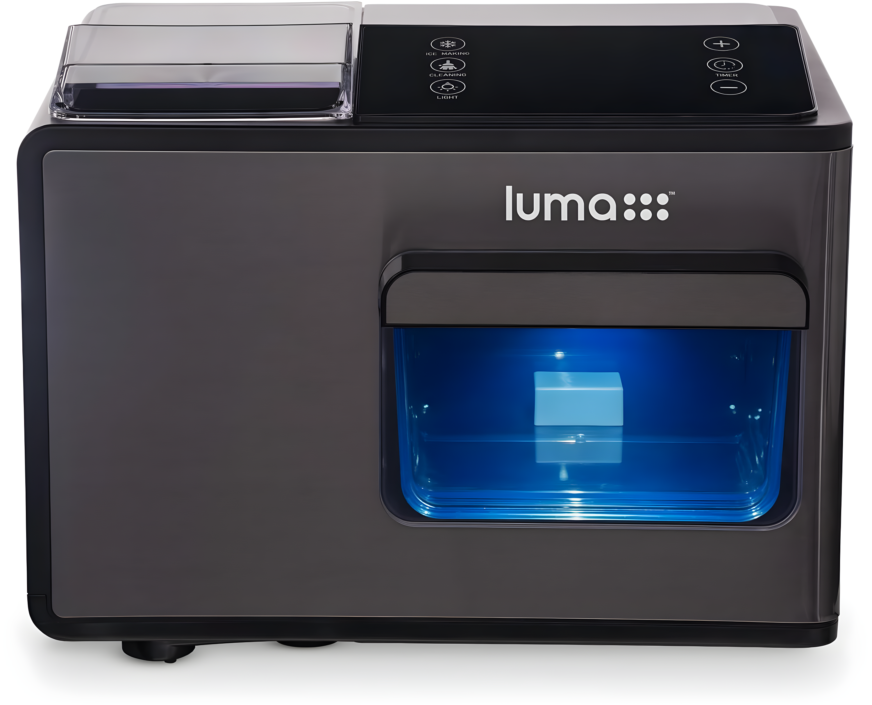 Luma Nugget Countertop Ice Maker, 44 lbs in 24 hours, Black Stainless Steel Ice Machine