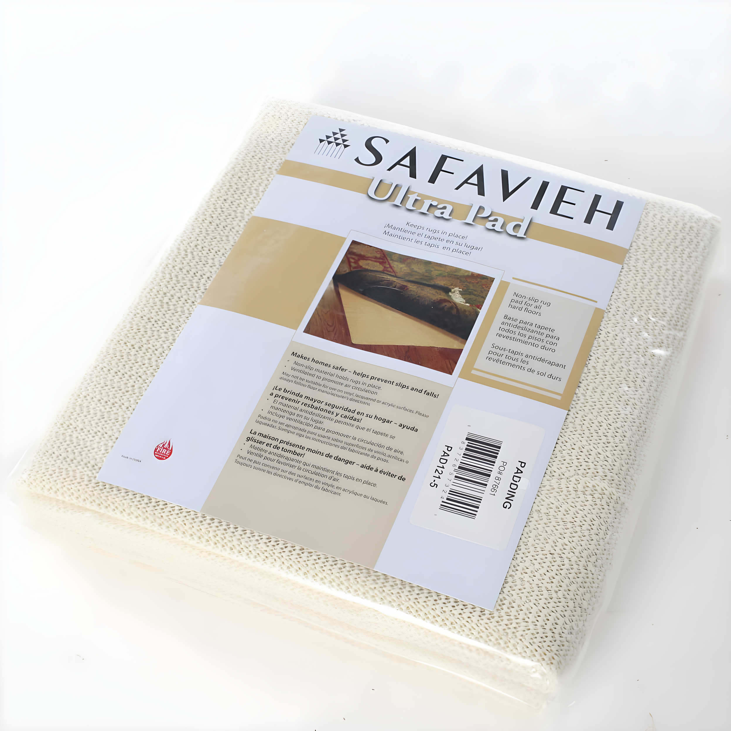 Ultra Pad PAD121 Power Loomed Indoor Rug Pad - White - 6' x 6' - Safavieh