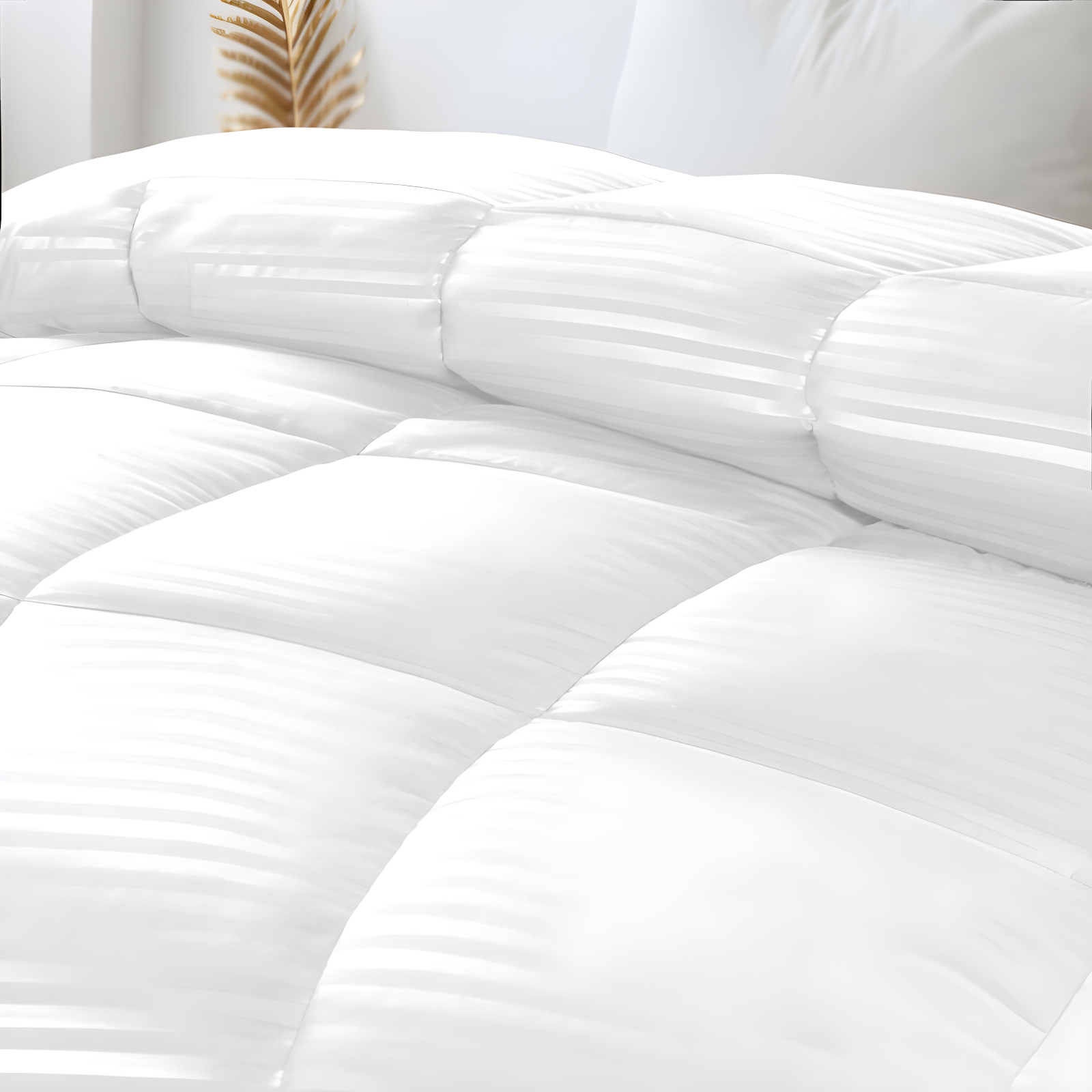 Striped Reversible Box-Quilt Brushed Microfiber Medium Weight Down Alternative Comforter